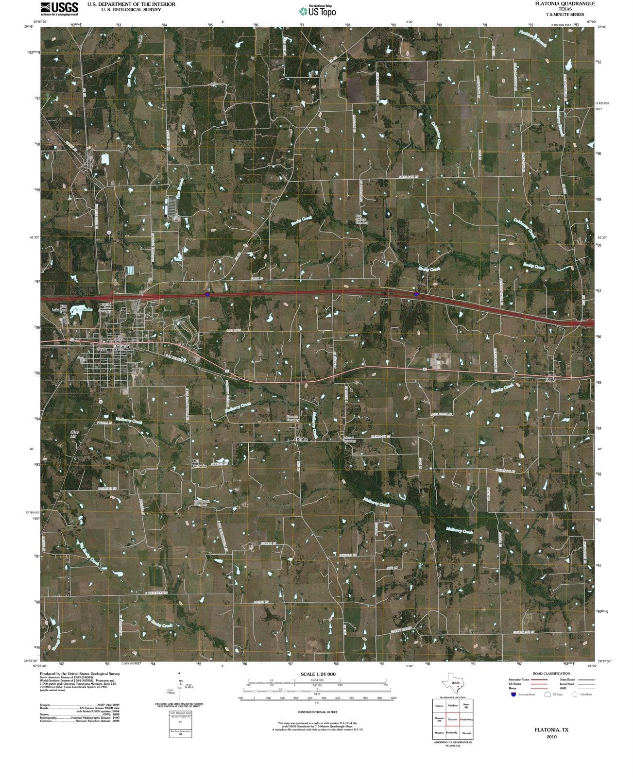 2010 Flatonia, TX - Texas - USGS Topographic Map