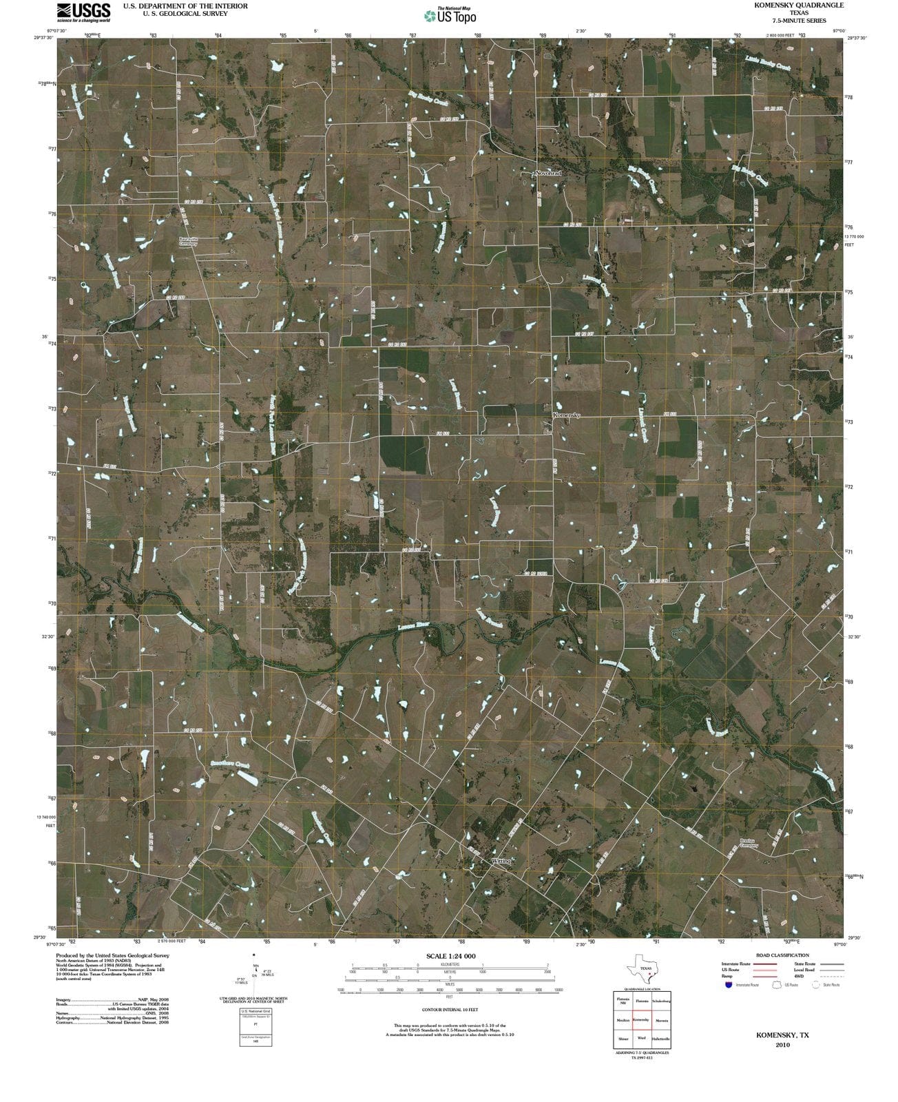 2010 Komensky, TX - Texas - USGS Topographic Map