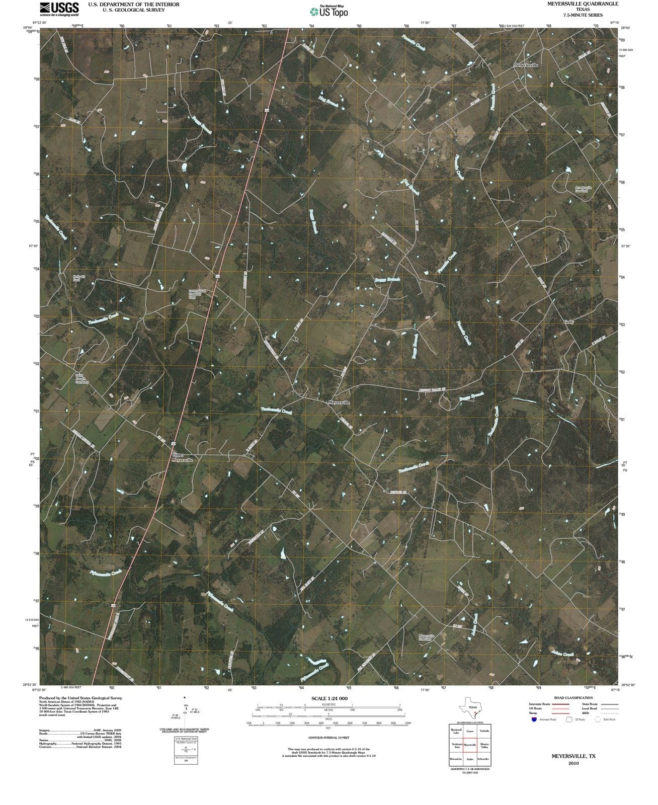 2010 Meyersville, TX - Texas - USGS Topographic Map