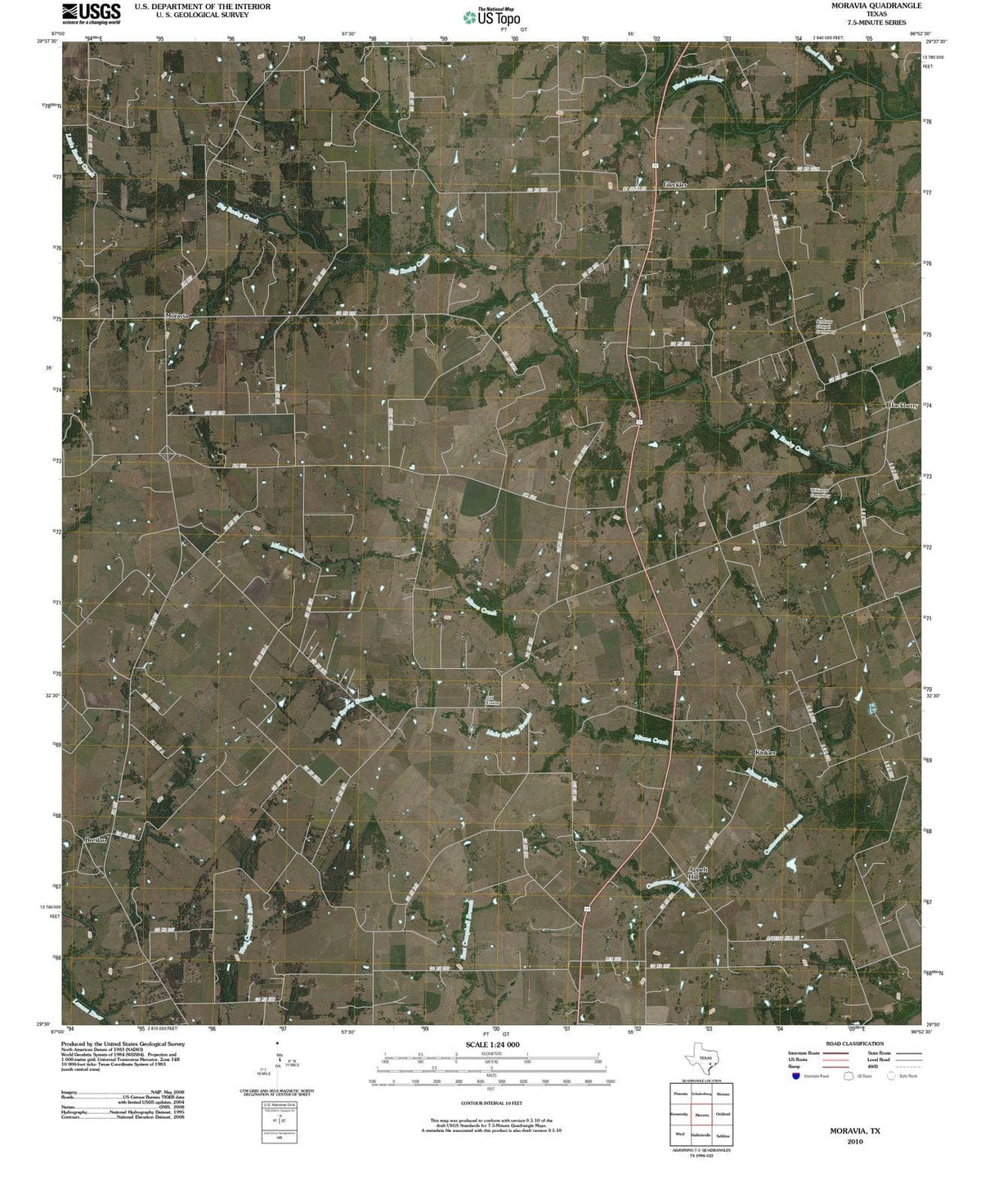 2010 Moravia, TX - Texas - USGS Topographic Map