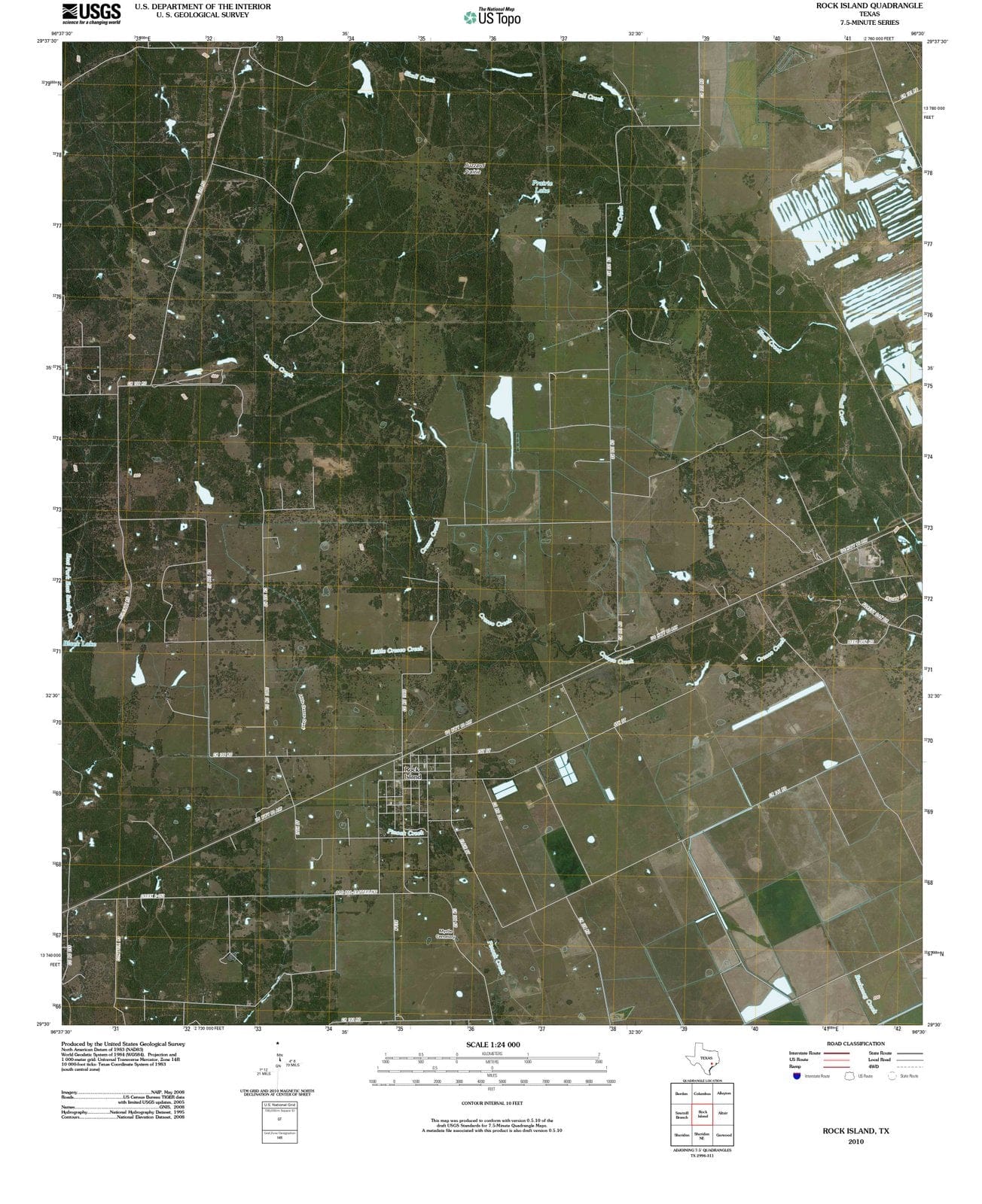 2010 Rock Island, TX - Texas - USGS Topographic Map