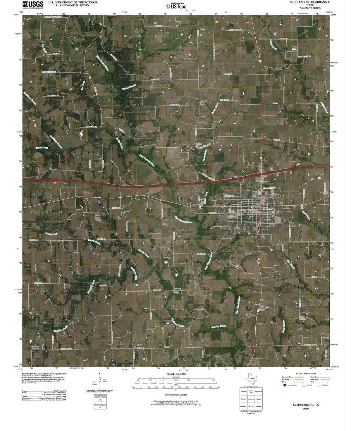 2010 Schulenburg, TX - Texas - USGS Topographic Map