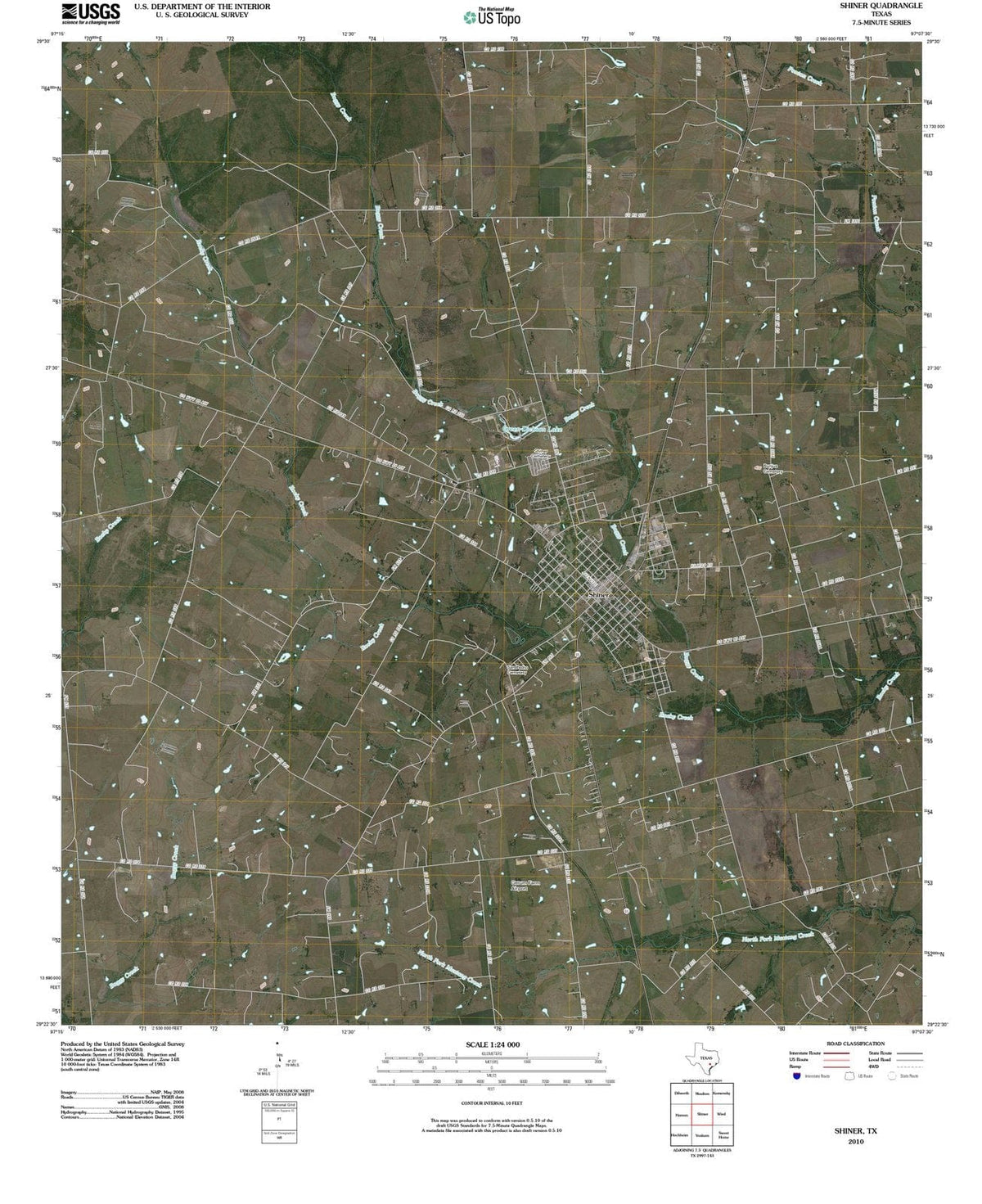 2010 Shiner, TX - Texas - USGS Topographic Map