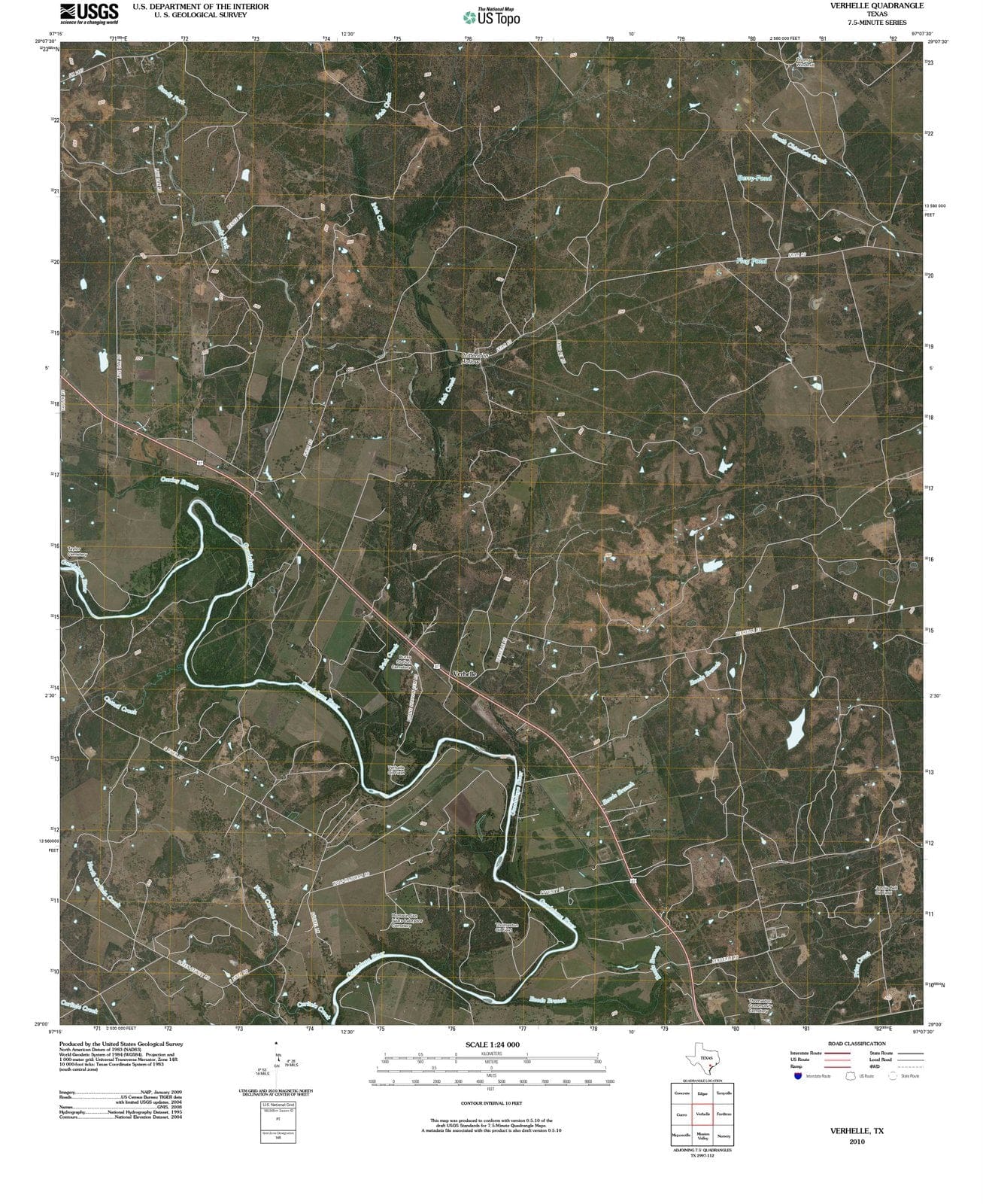 2010 Verhelle, TX - Texas - USGS Topographic Map