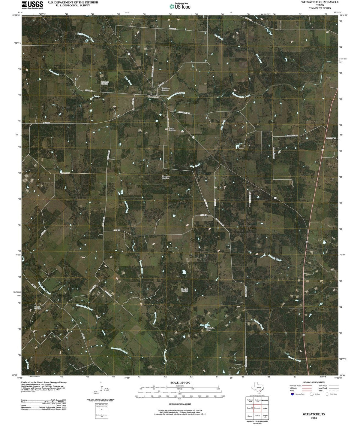 2010 Weesatche, TX - Texas - USGS Topographic Map