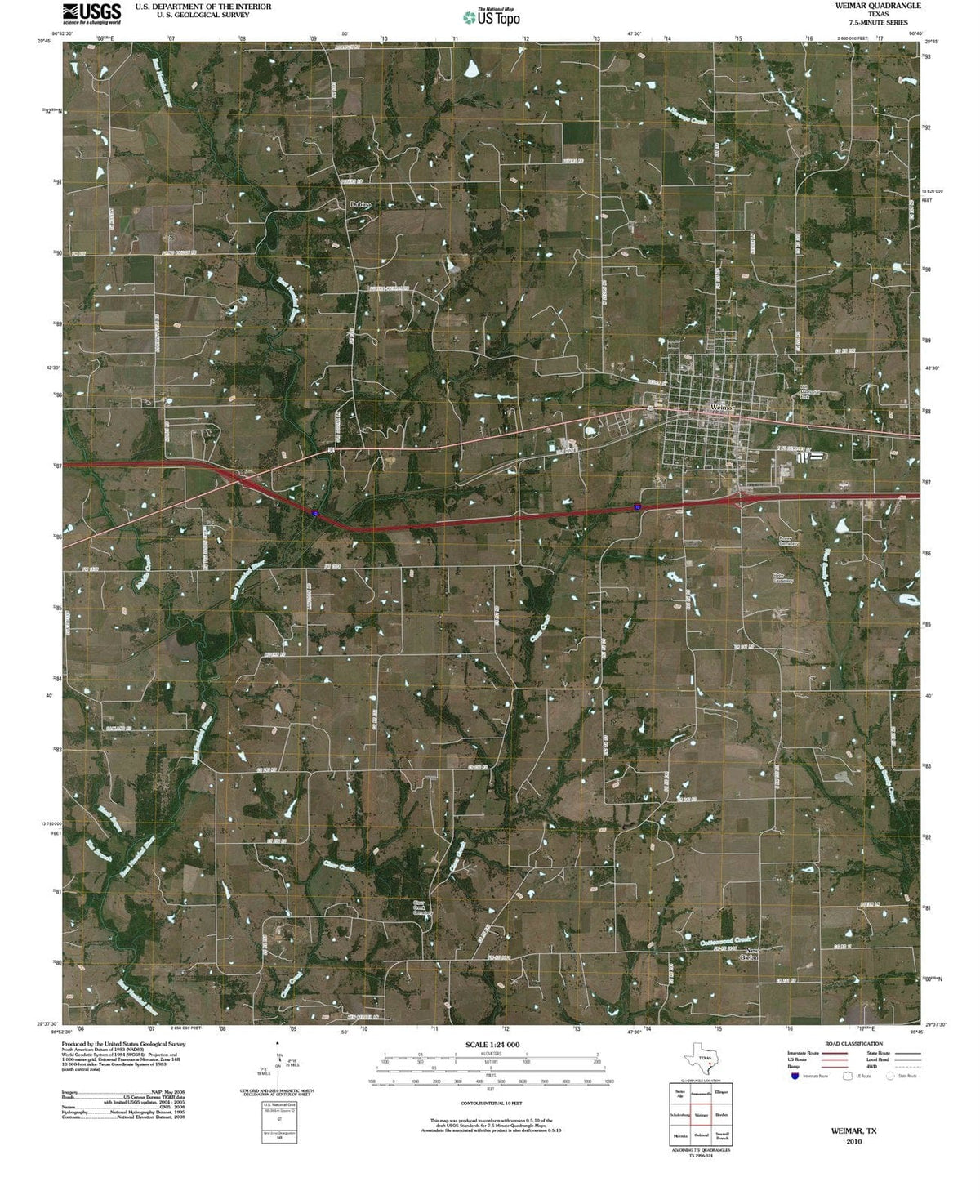 2010 Weimar, TX - Texas - USGS Topographic Map