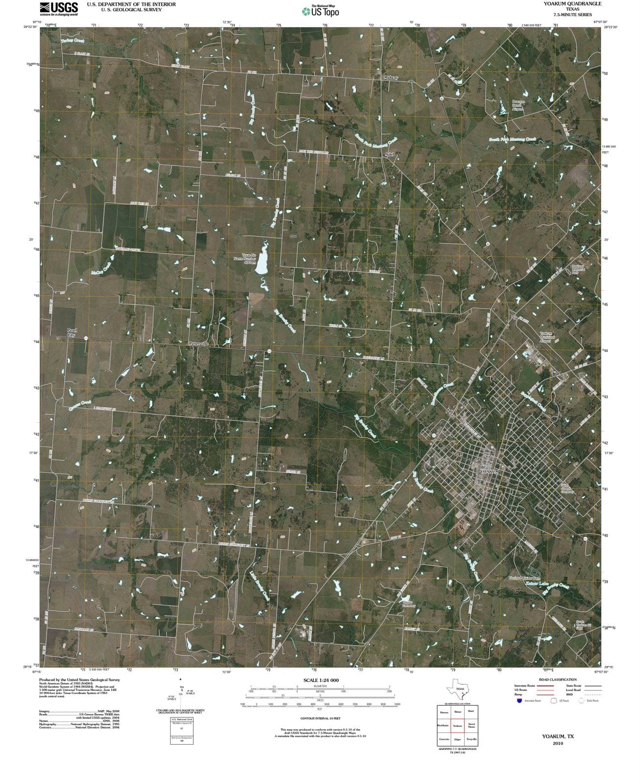 2010 Yoakum, TX - Texas - USGS Topographic Map