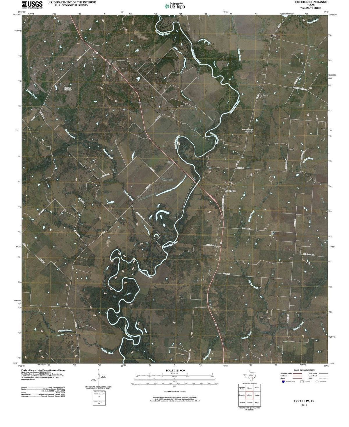 2010 Hochheim, TX - Texas - USGS Topographic Map