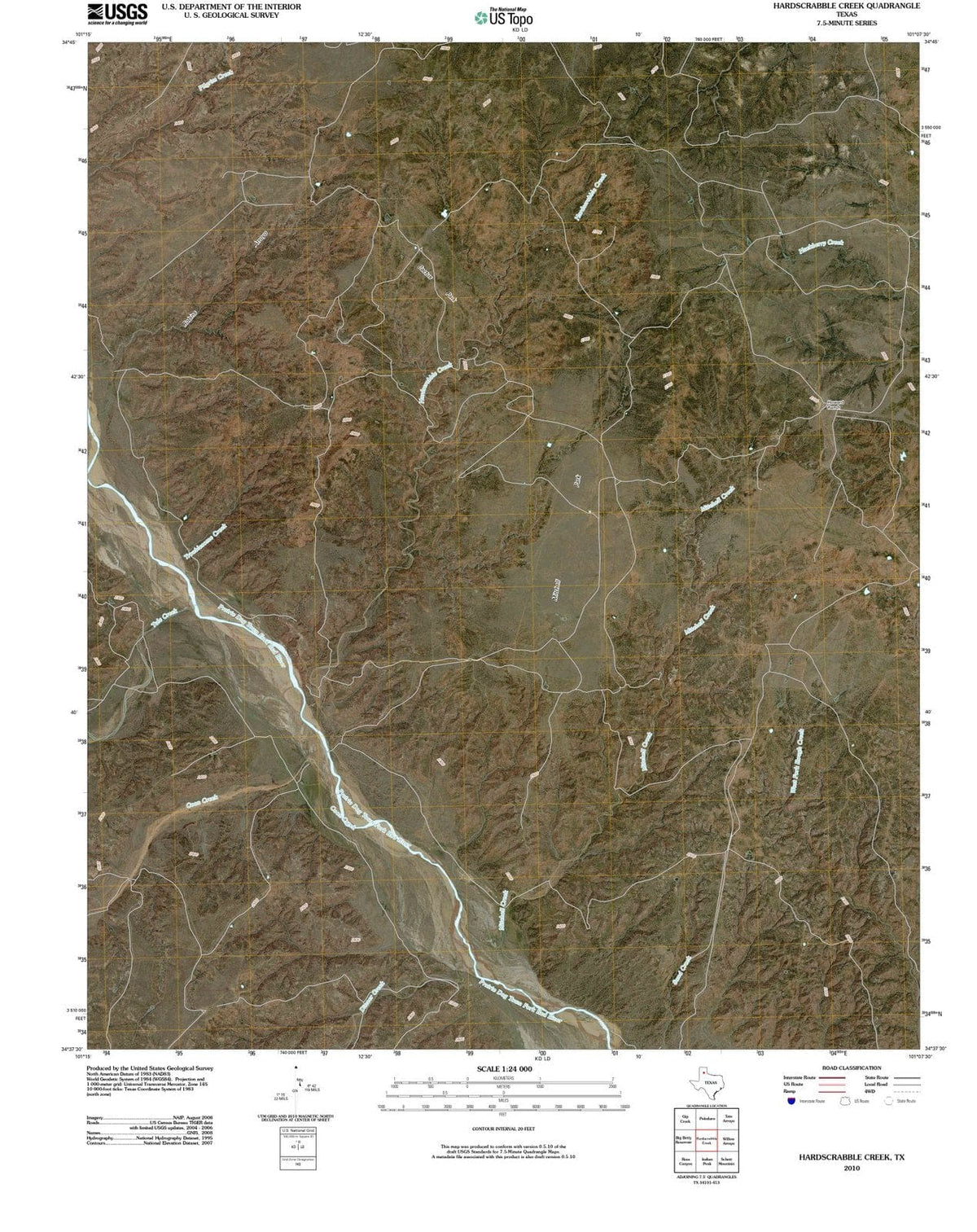 2010 Hardscrabble Creek, TX - Texas - USGS Topographic Map