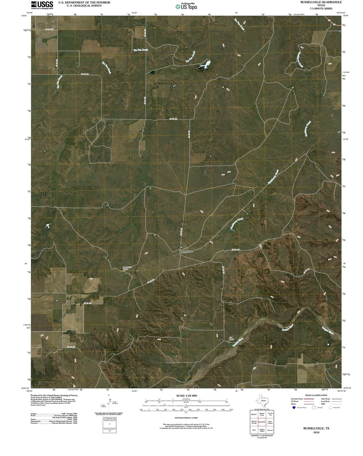 2010 Russellville, TX - Texas - USGS Topographic Map