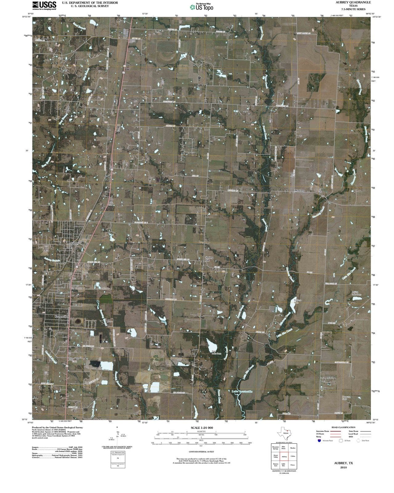 2010 Aubrey, TX - Texas - USGS Topographic Map