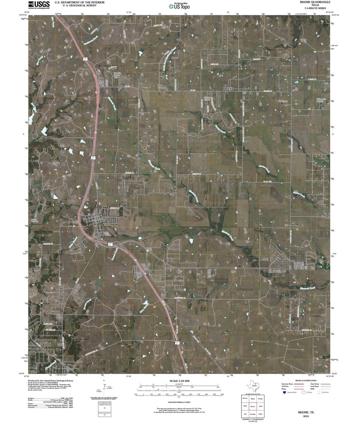 2010 Rhome, TX - Texas - USGS Topographic Map