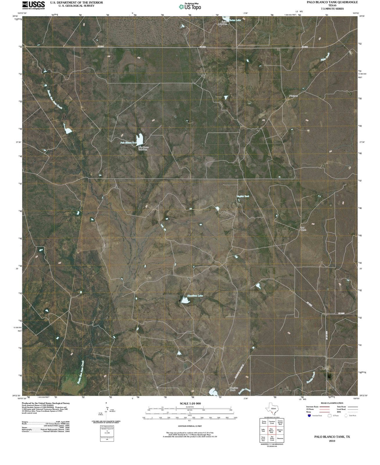 2010 Palo Blanco Tank, TX - Texas - USGS Topographic Map