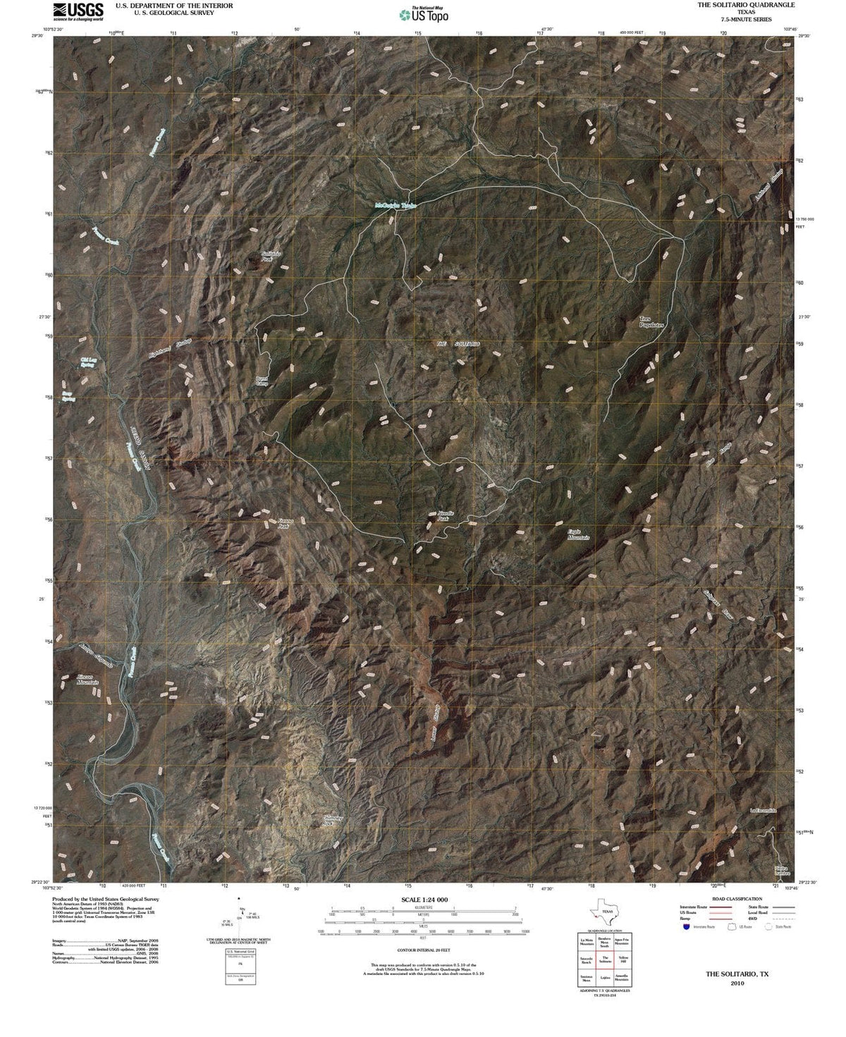 2010 The Solitario, TX - Texas - USGS Topographic Map