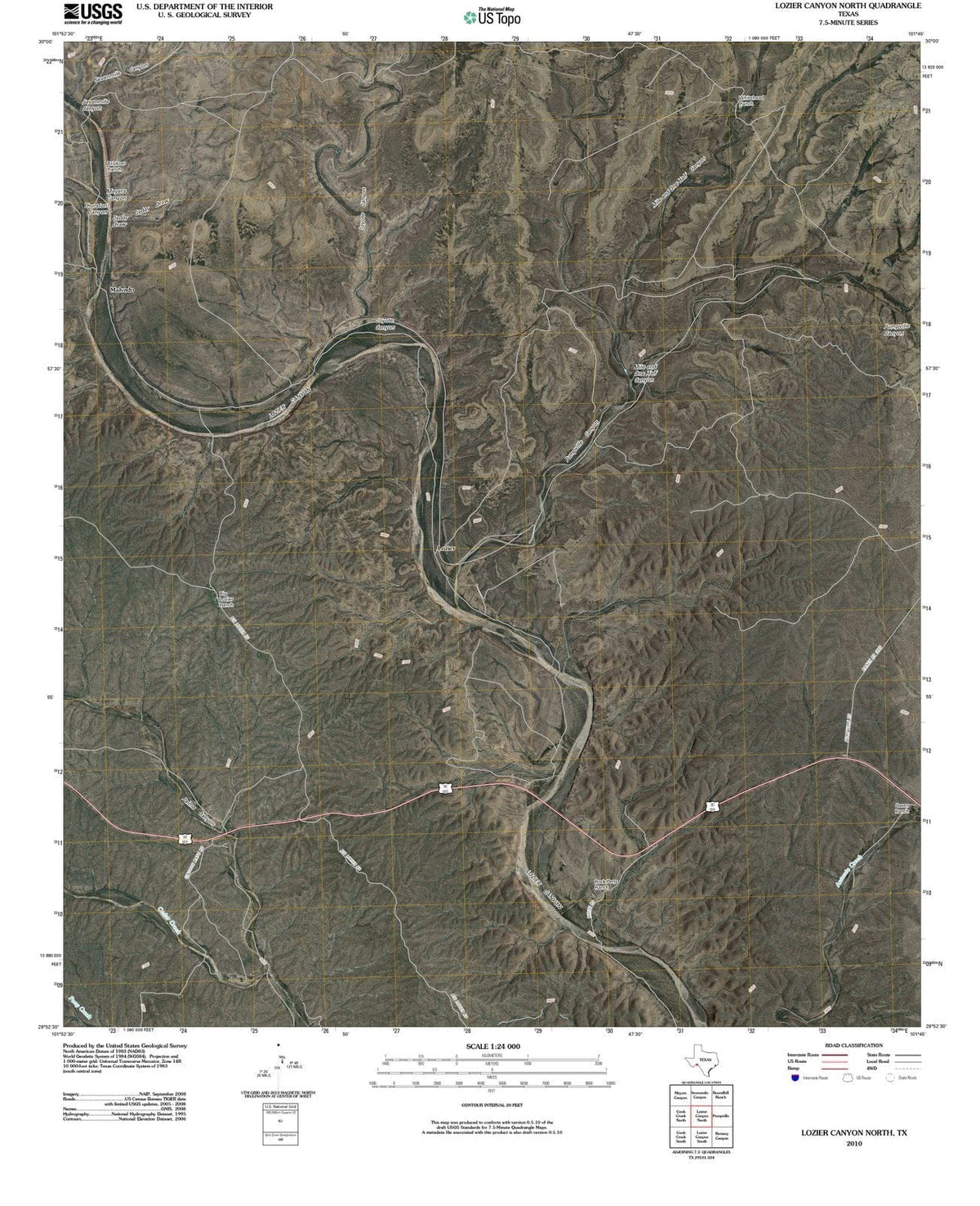 2010 Lozier Canyon North, TX - Texas - USGS Topographic Map