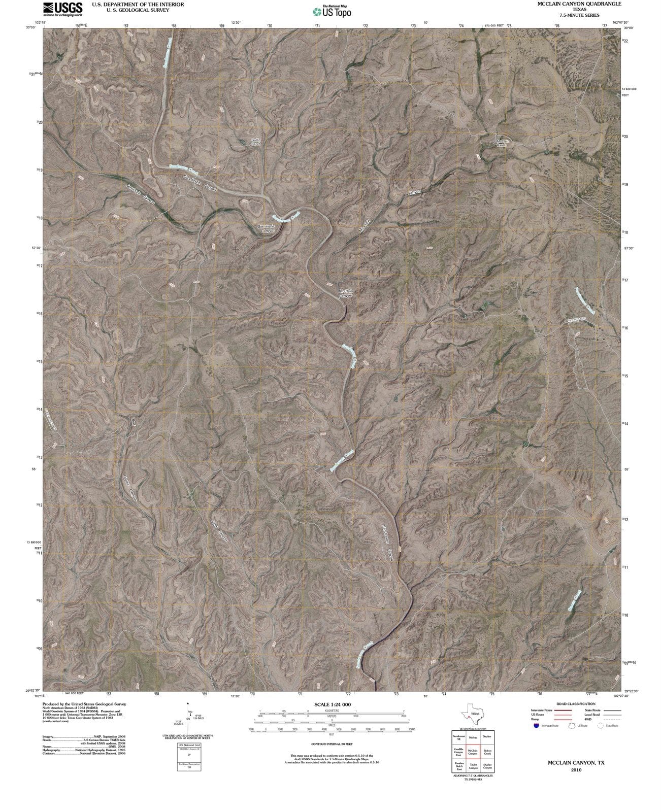 2010 McClain Canyon, TX - Texas - USGS Topographic Map