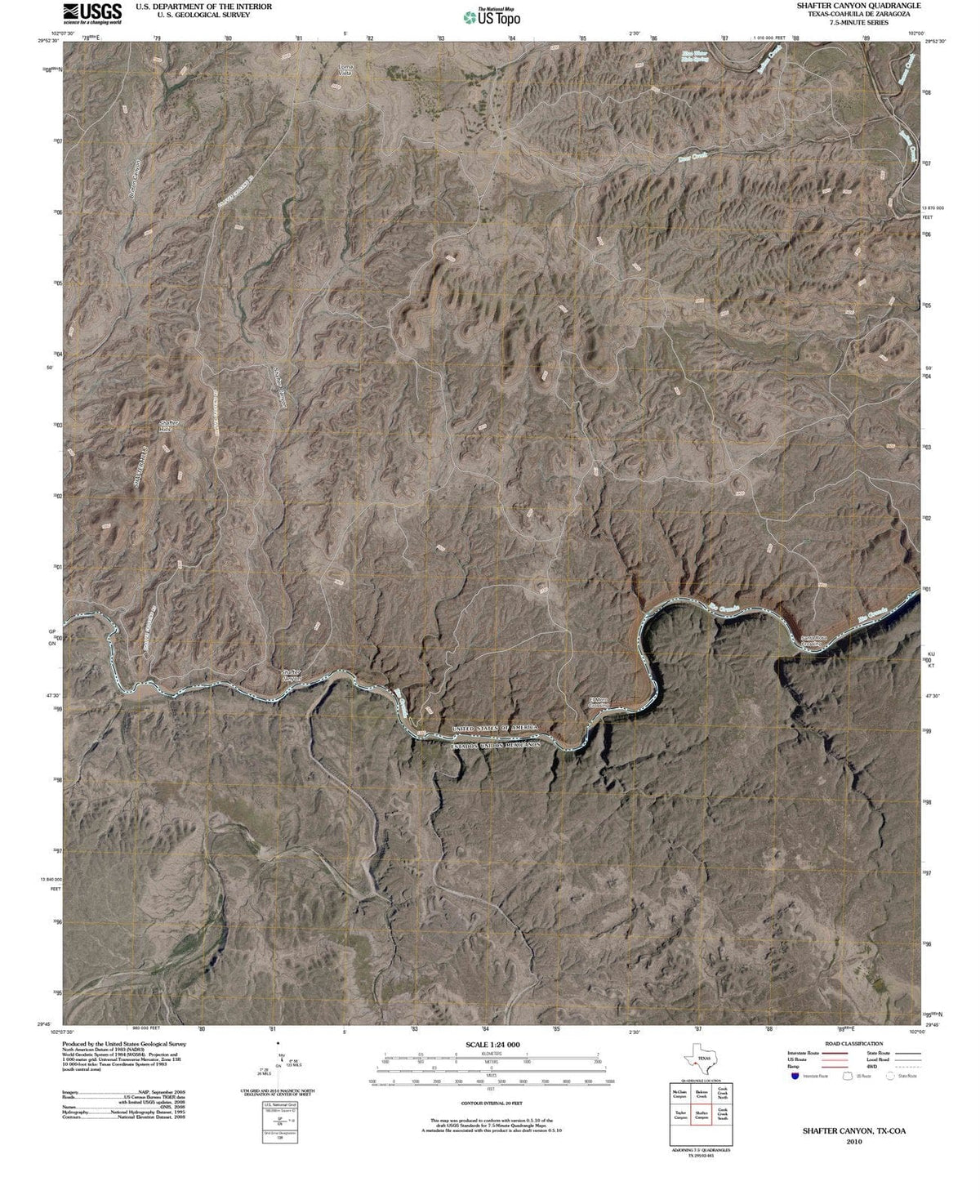 2010 Shafter Canyon, TX - Texas - USGS Topographic Map