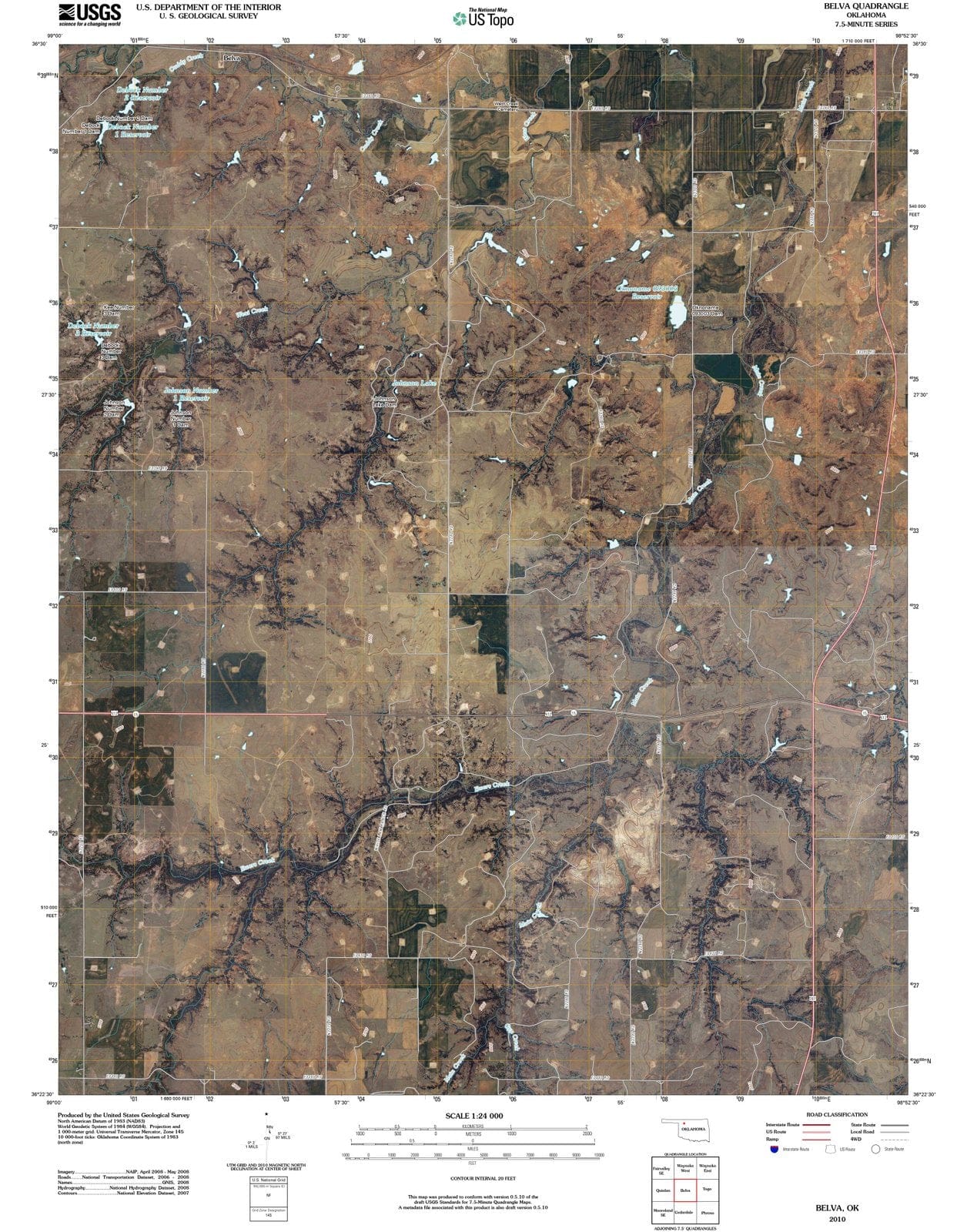 2010 Belva, OK - Oklahoma - USGS Topographic Map