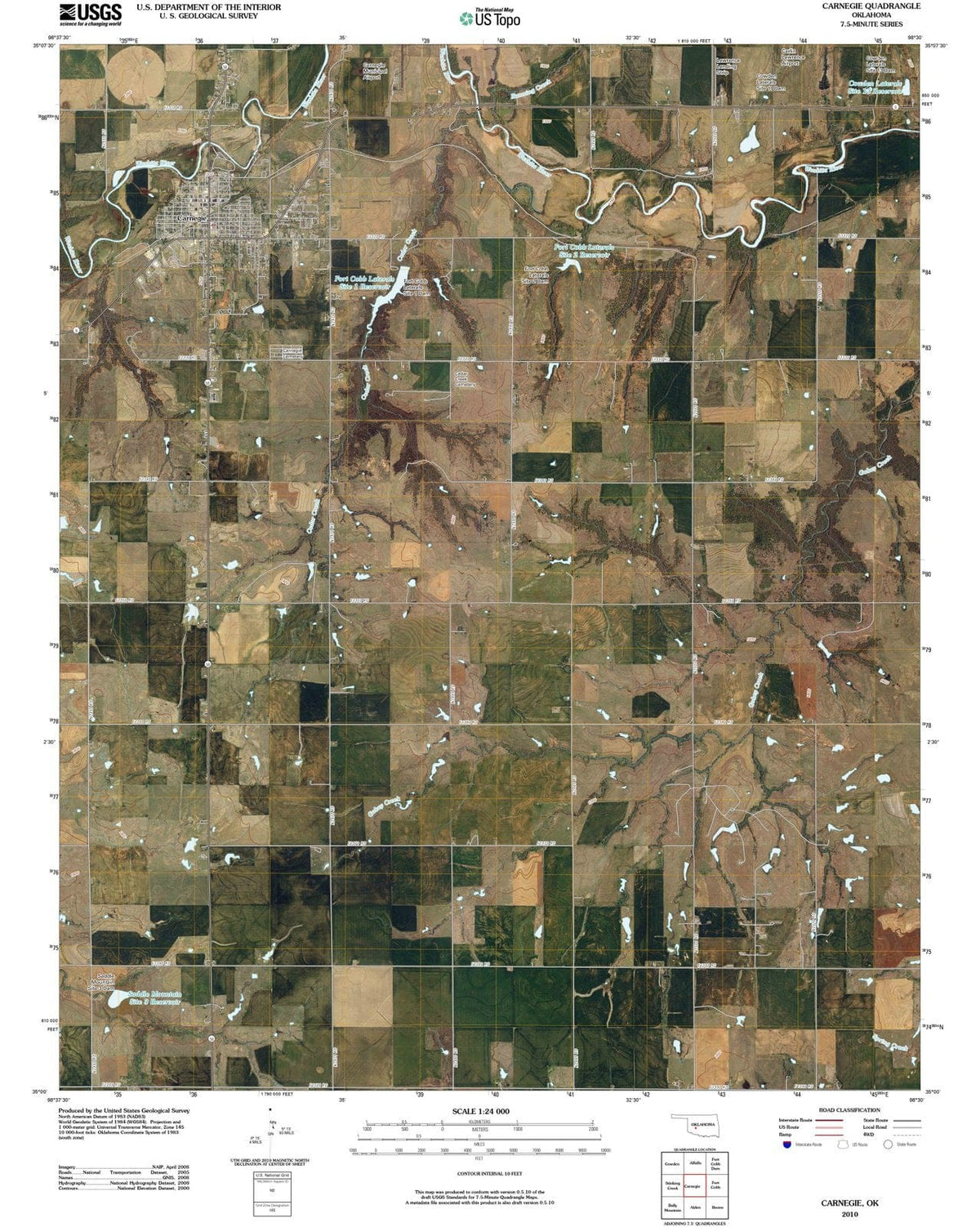 2010 Carnegie, OK - Oklahoma - USGS Topographic Map
