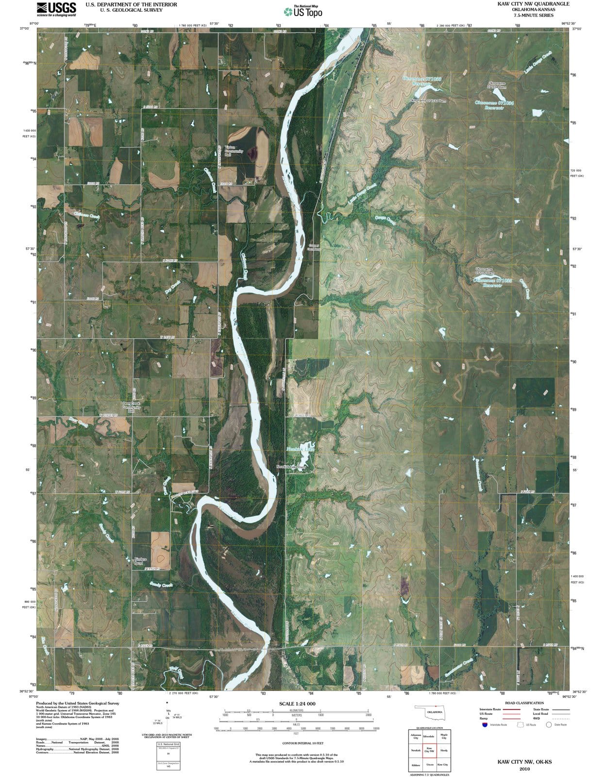 2010 Kaw City, OK - Oklahoma - USGS Topographic Map