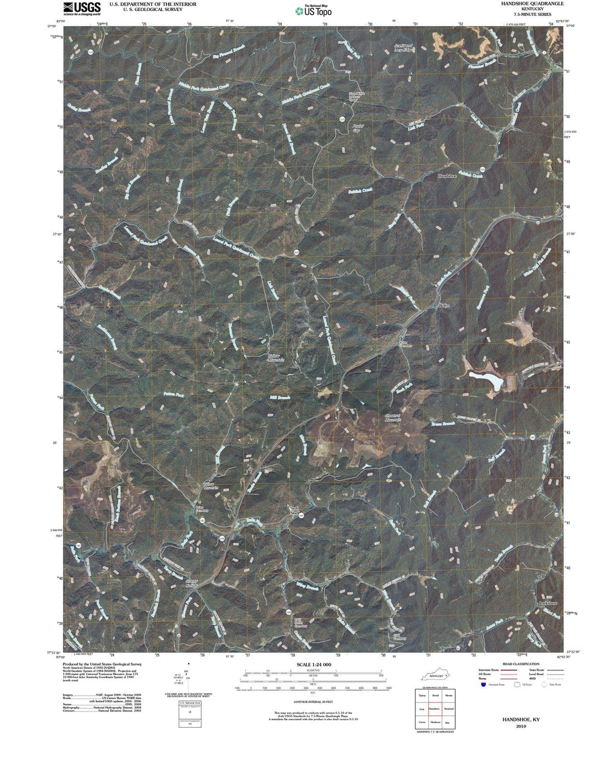 2010 Handshoe, KY - Kentucky - USGS Topographic Map