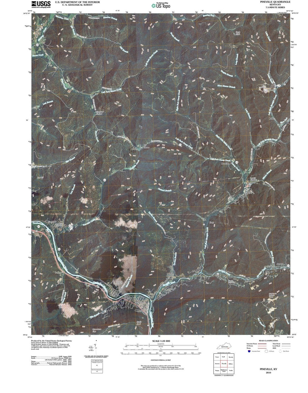 2010 Pineville, KY - Kentucky - USGS Topographic Map