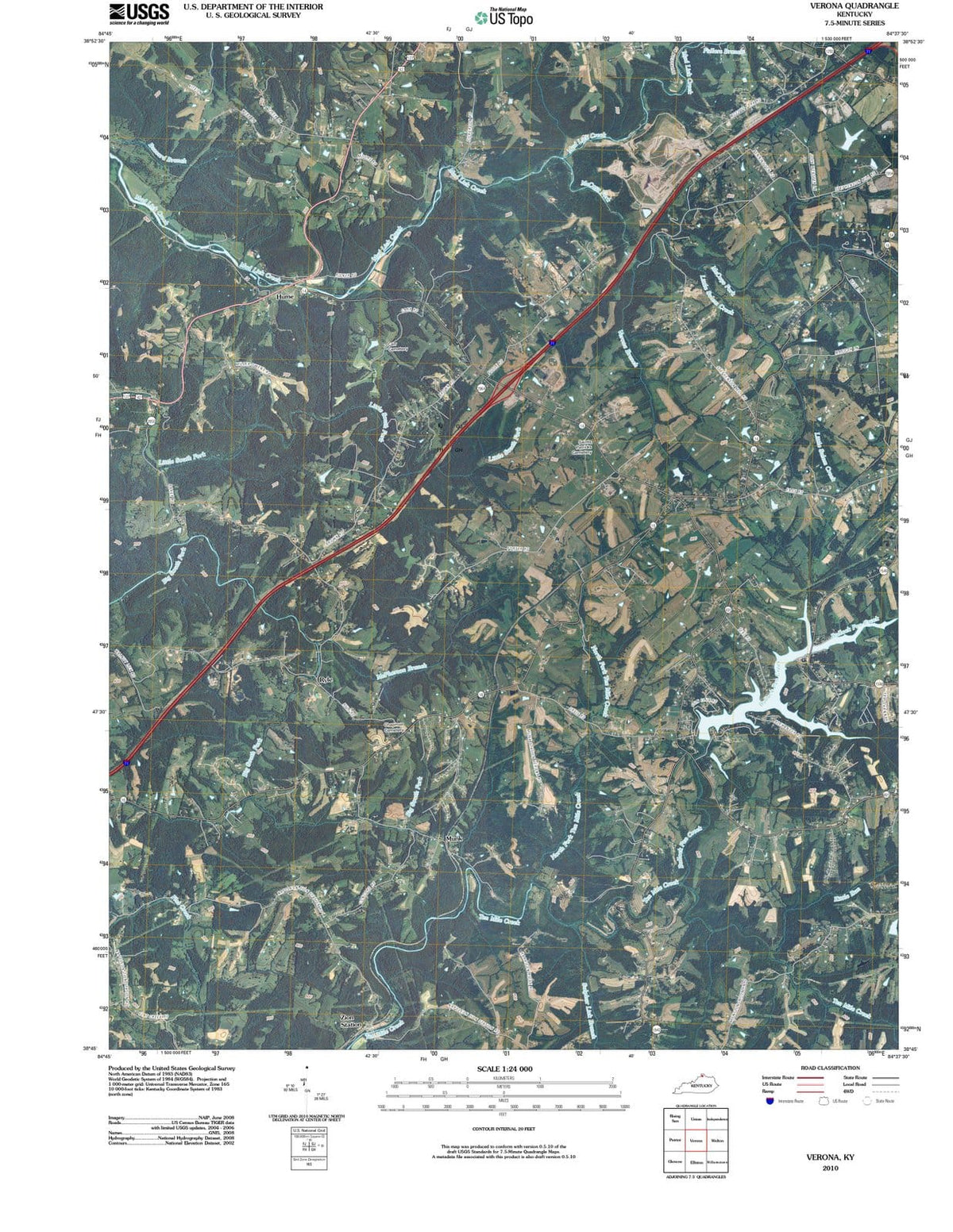 2010 Verona, KY - Kentucky - USGS Topographic Map