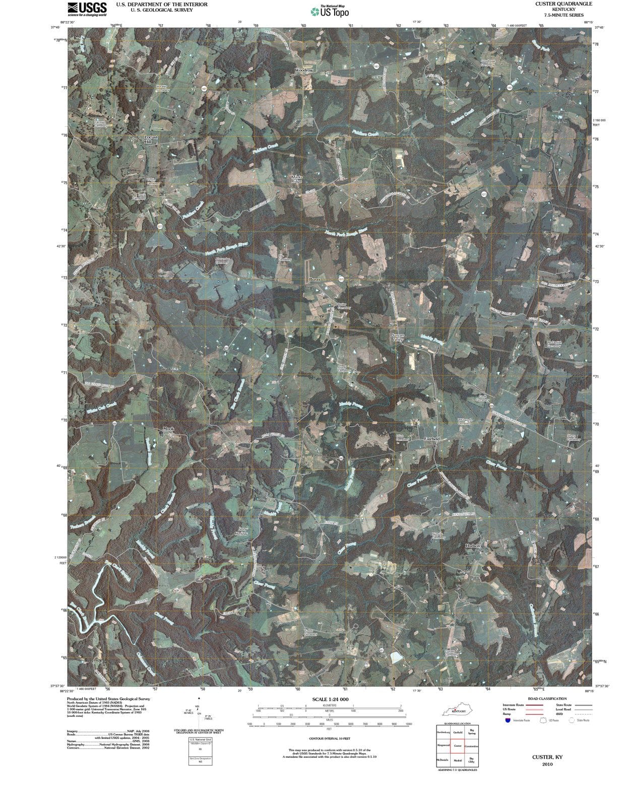 2010 Custer, KY - Kentucky - USGS Topographic Map