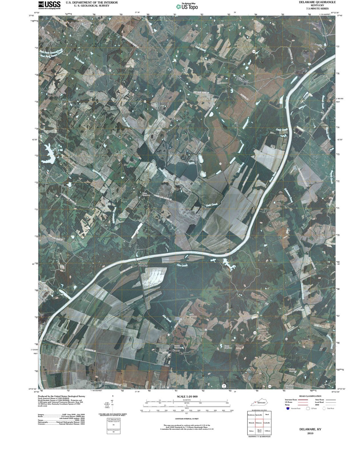 2010 Delaware, KY - Kentucky - USGS Topographic Map