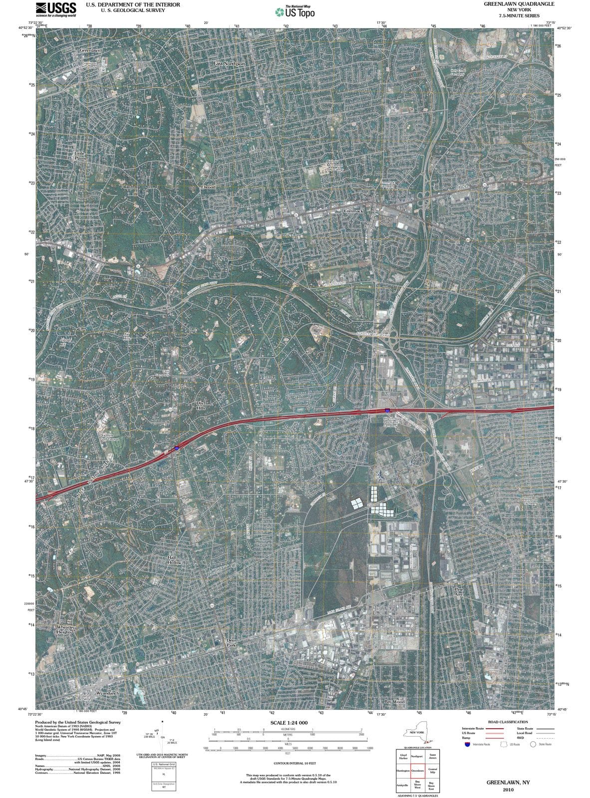 2010 Greenlawn, NY - New York - USGS Topographic Map