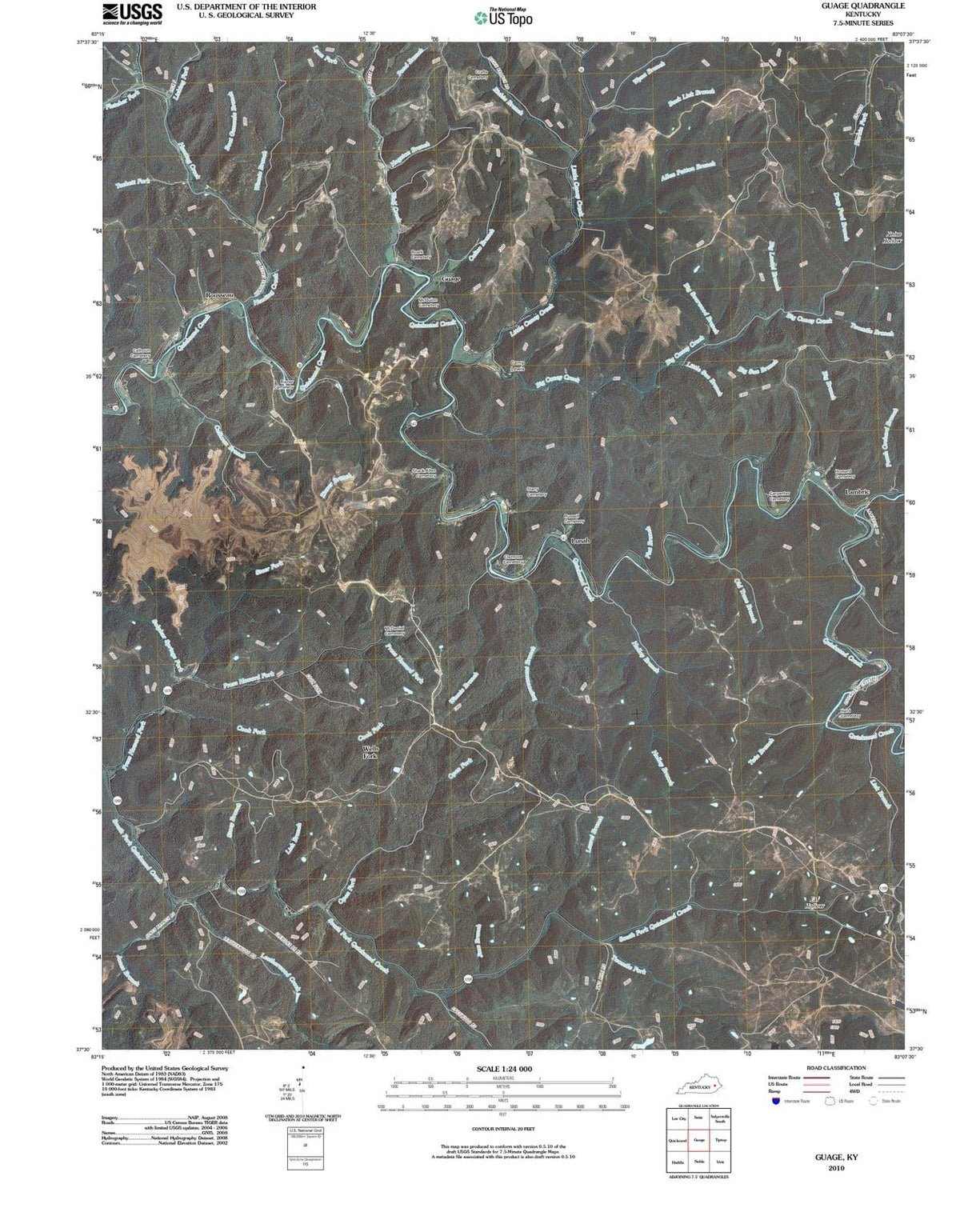 2010 Guage, KY - Kentucky - USGS Topographic Map