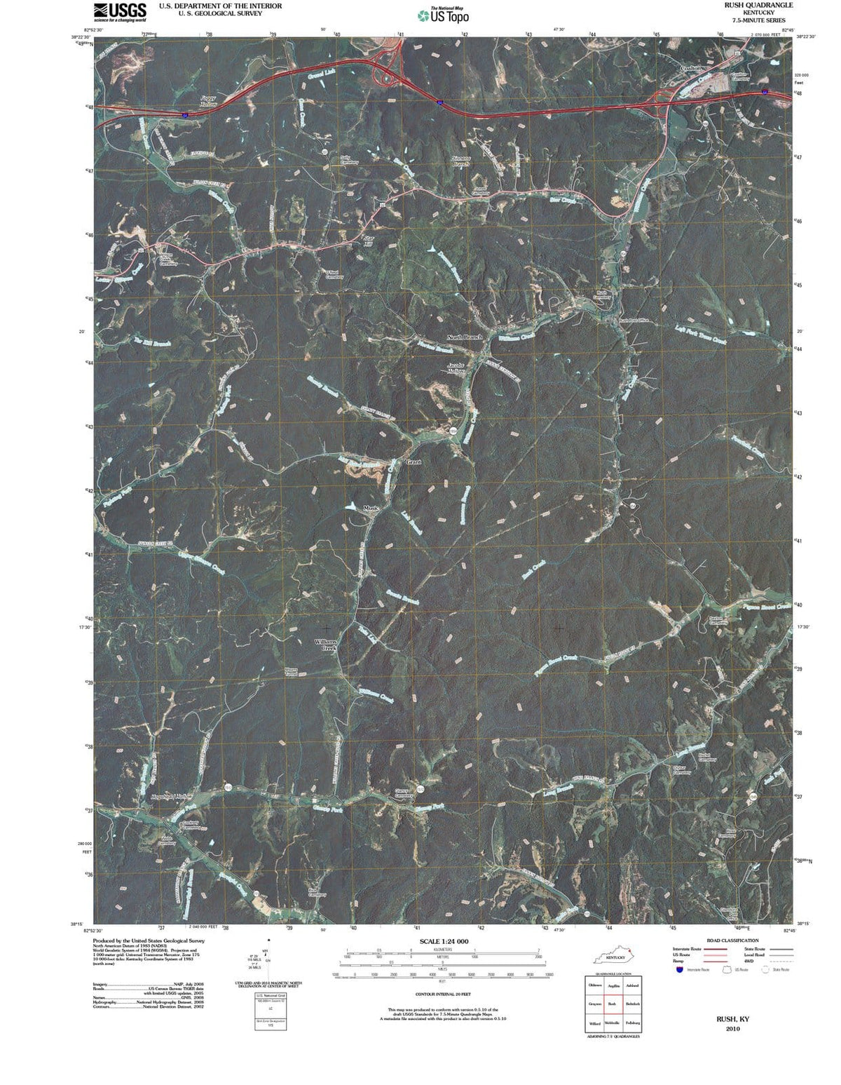 2010 Rush, KY - Kentucky - USGS Topographic Map