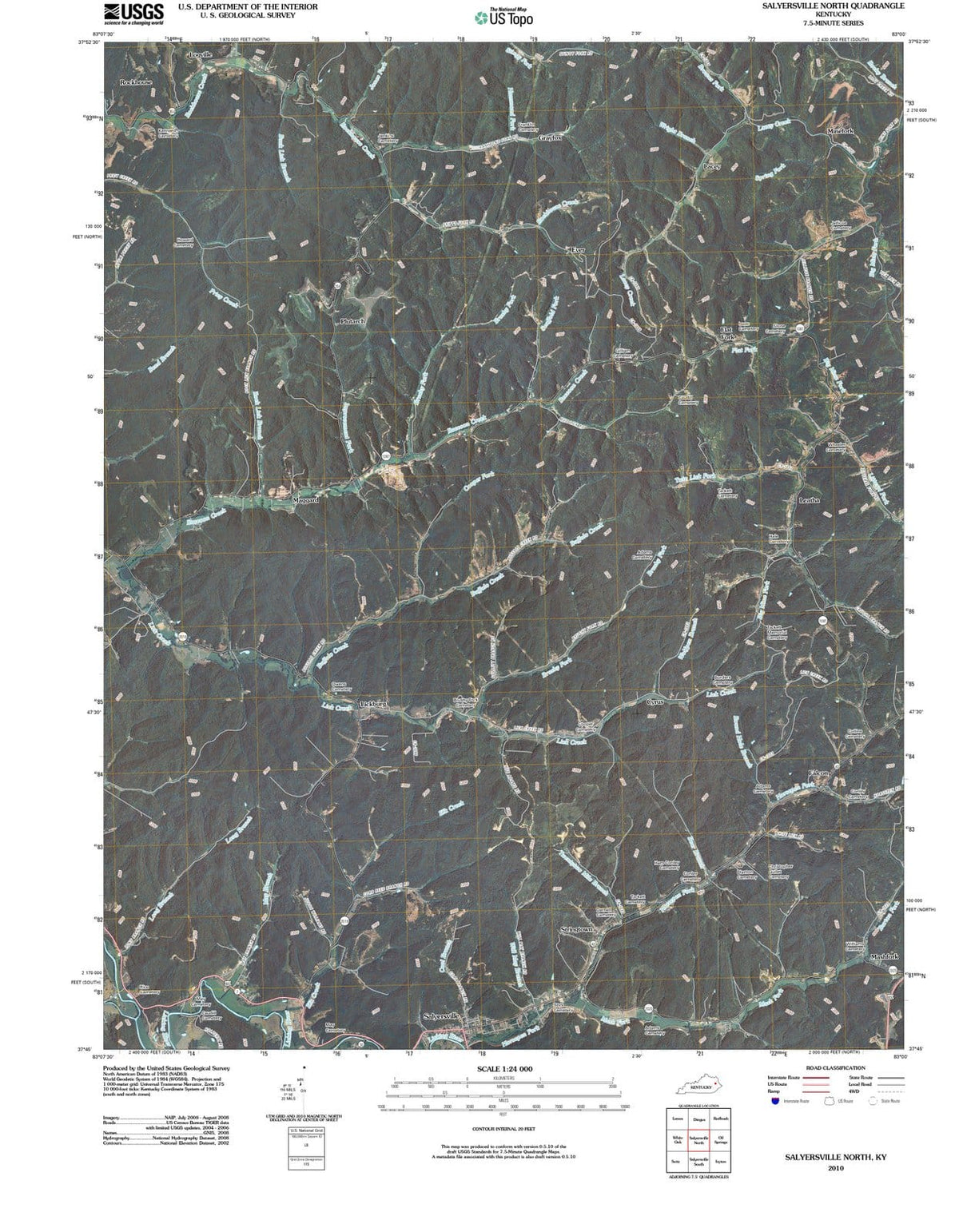 2010 Salyersville North, KY - Kentucky - USGS Topographic Map