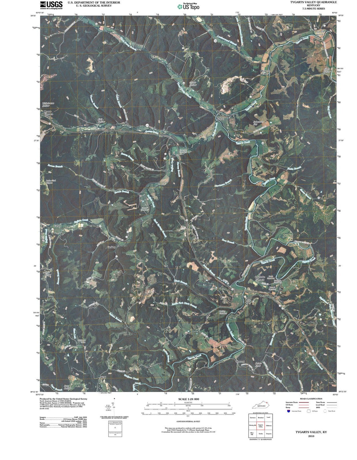 2010 Tygarts Valley, KY - Kentucky - USGS Topographic Map