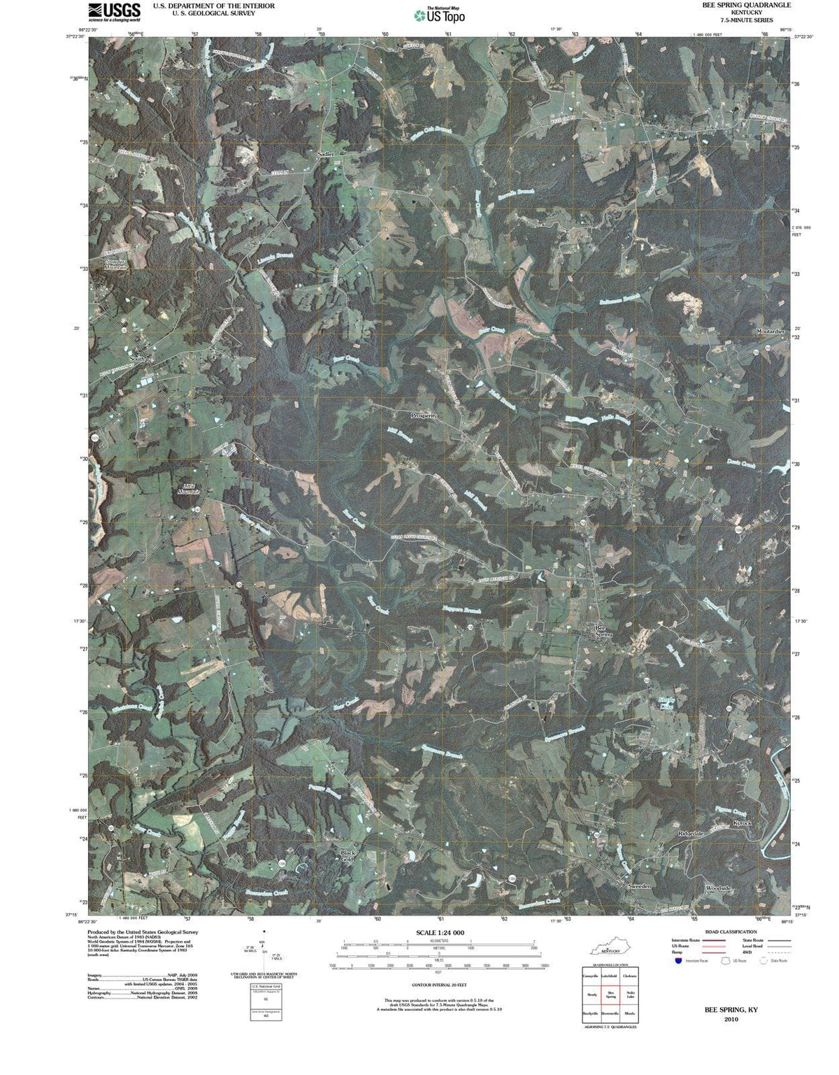 2010 Bee Spring, KY - Kentucky - USGS Topographic Map