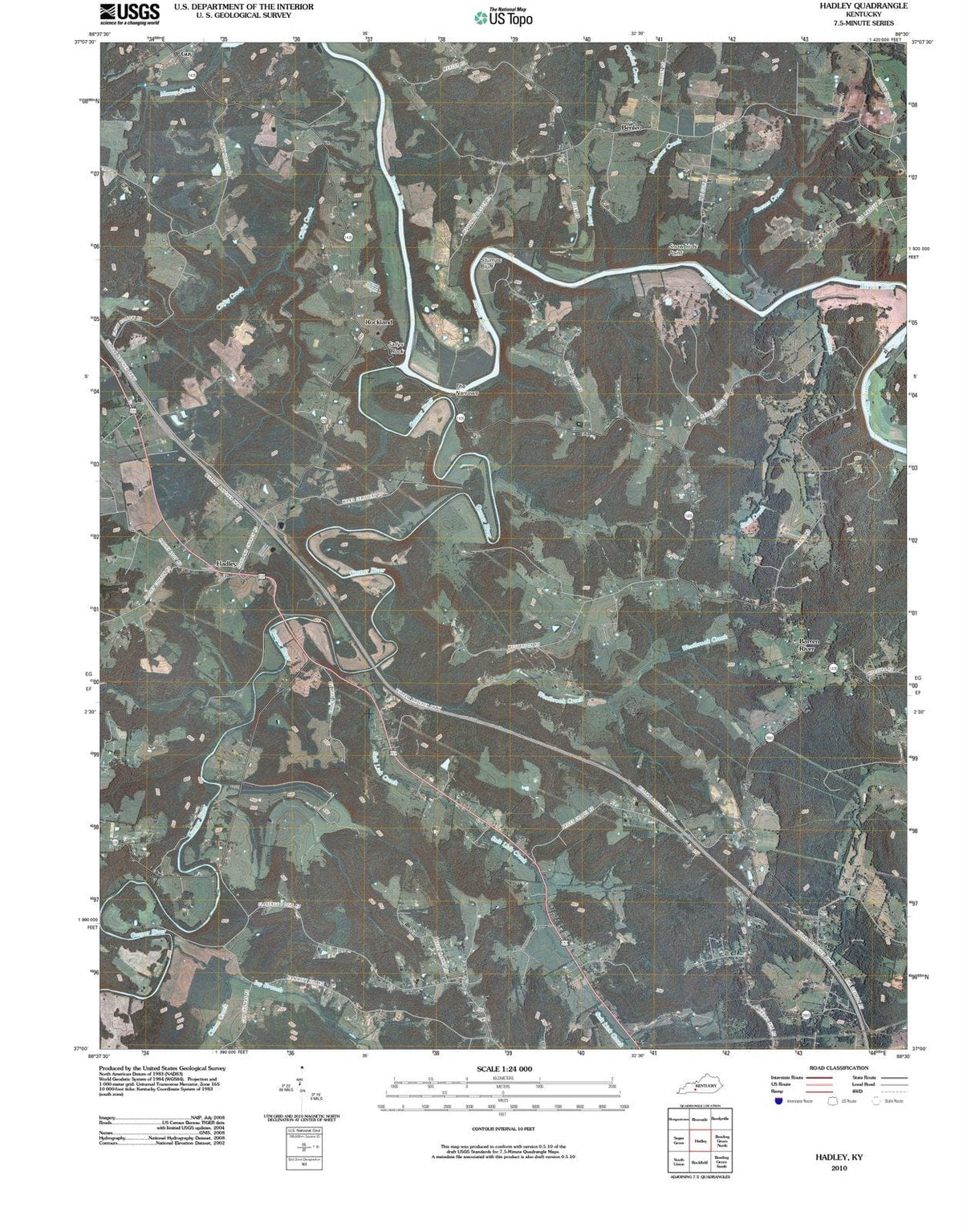 2010 Hadley, KY - Kentucky - USGS Topographic Map