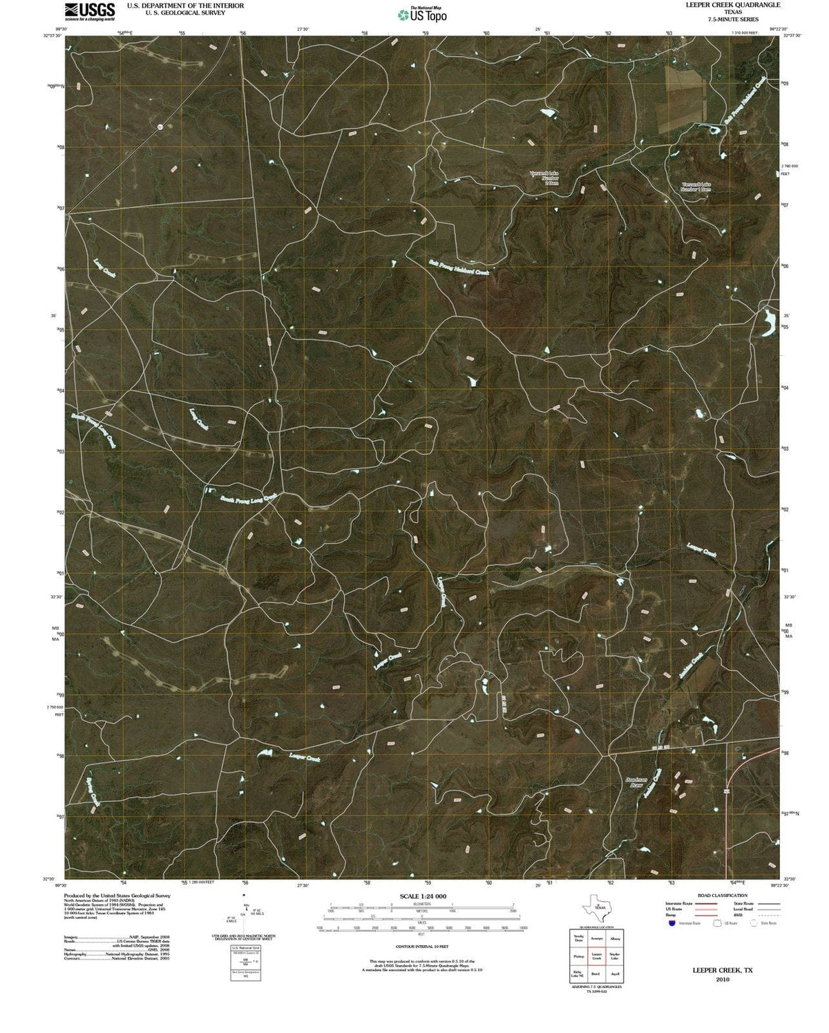 2010 Leeper Creek, TX - Texas - USGS Topographic Map
