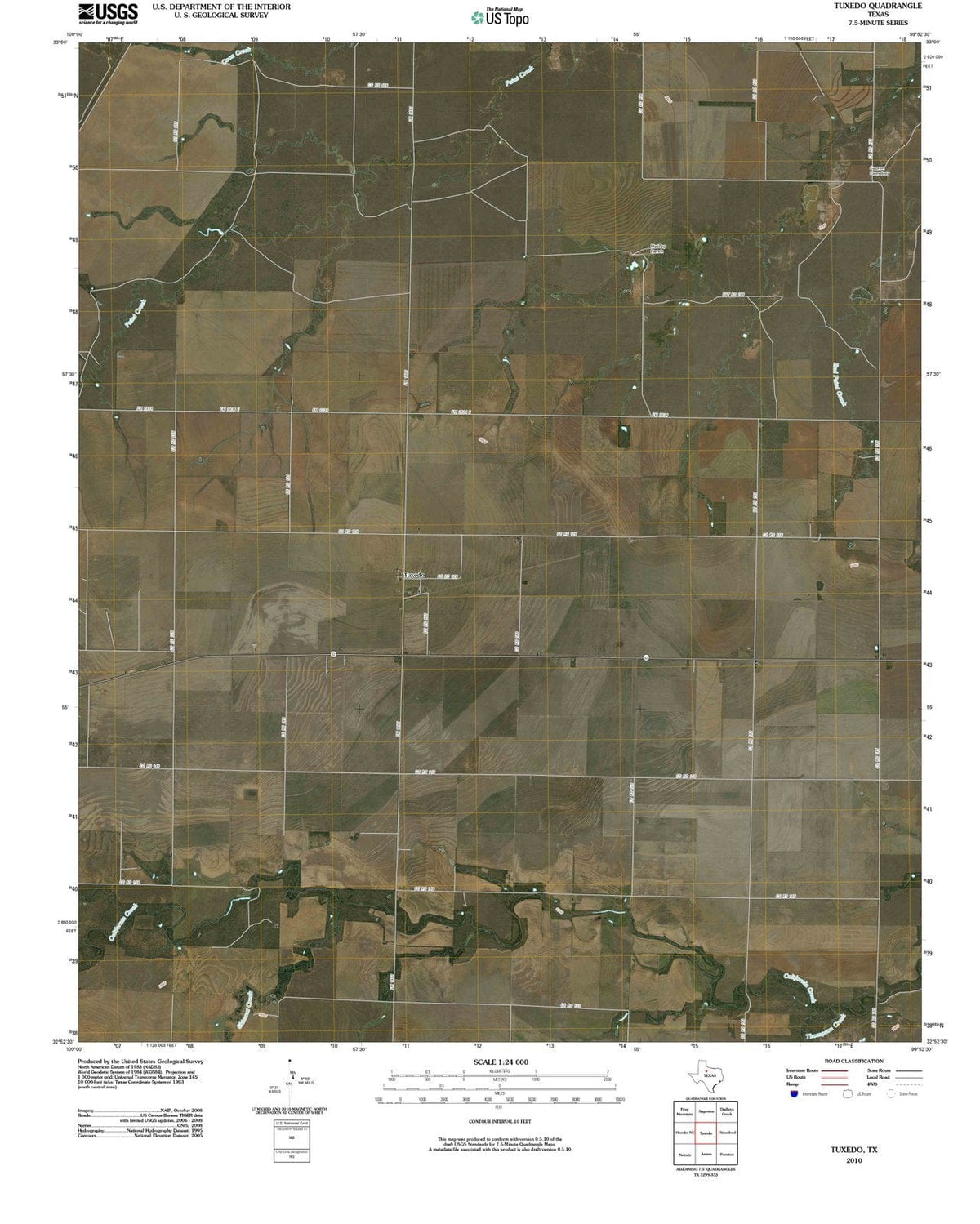 2010 Tuxedo, TX - Texas - USGS Topographic Map