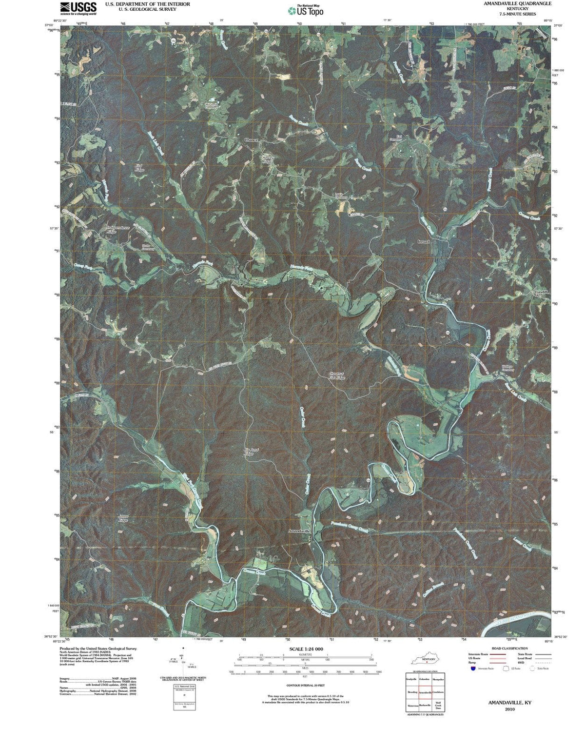 2010 Amandaville, KY - Kentucky - USGS Topographic Map
