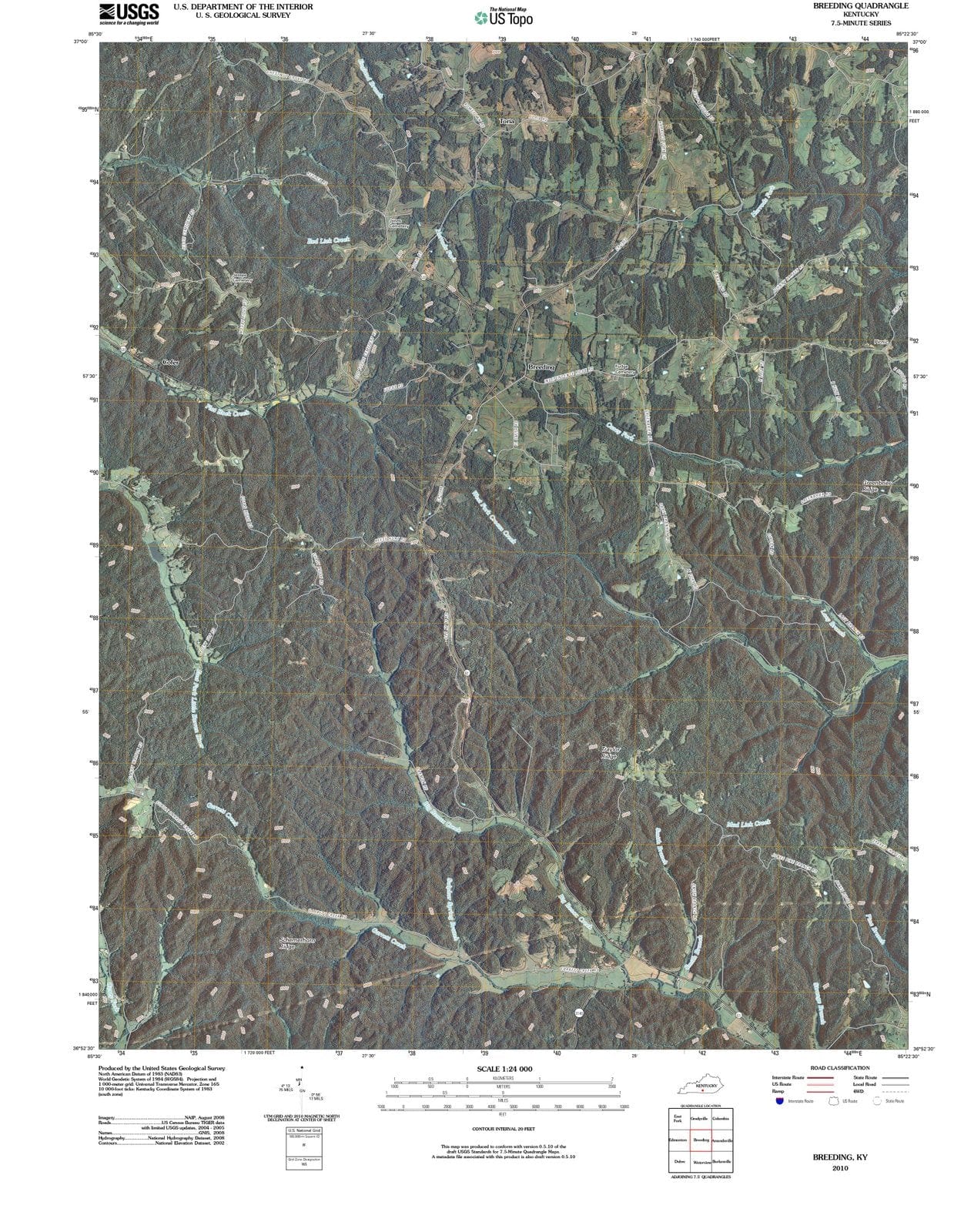 2010 Breeding, KY - Kentucky - USGS Topographic Map