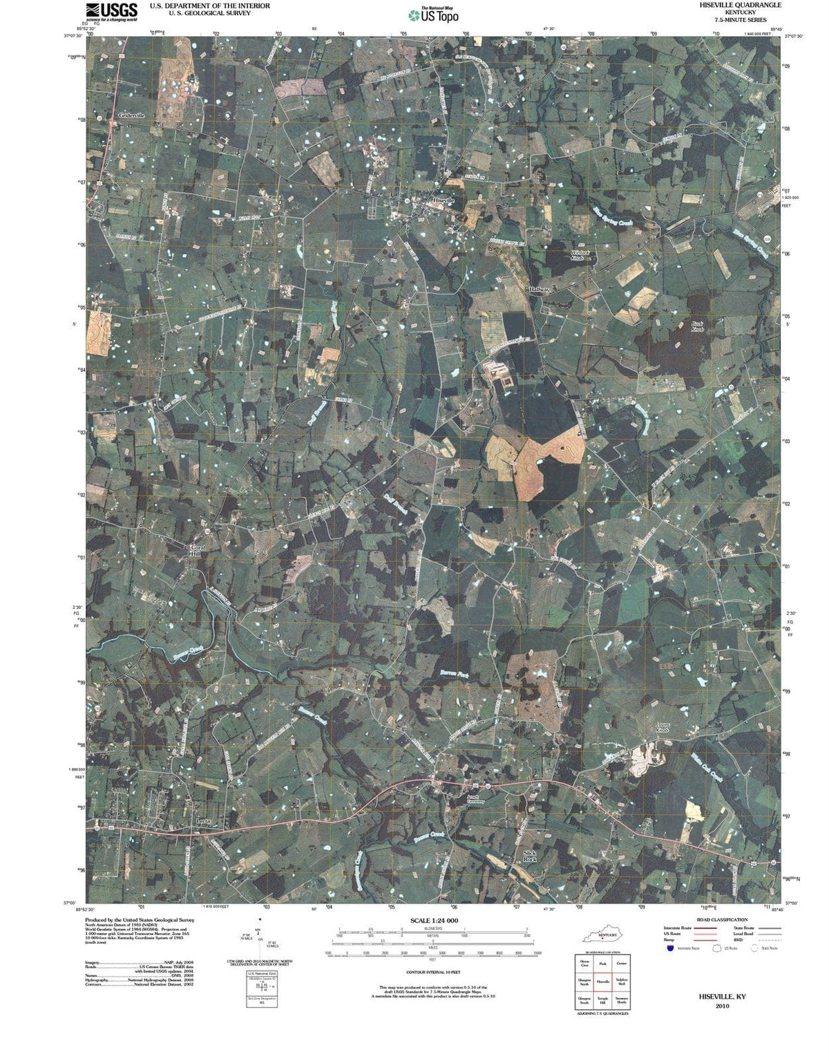 2010 Hiseville, KY - Kentucky - USGS Topographic Map