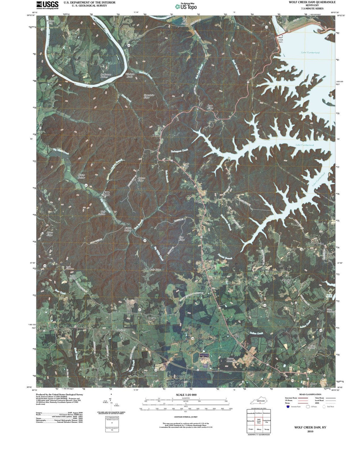 2010 Wolf Creek Dam, KY - Kentucky - USGS Topographic Map