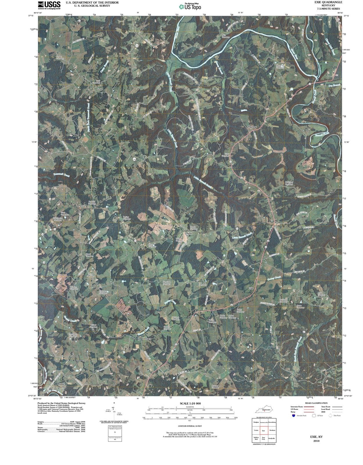 2010 Exie, KY - Kentucky - USGS Topographic Map