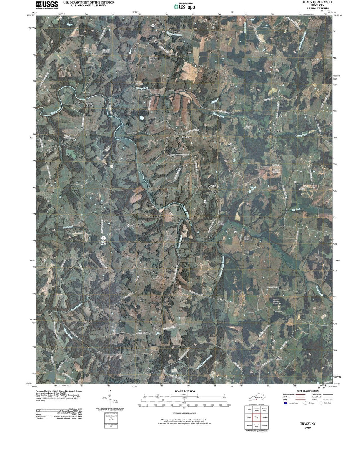 2010 Tracy, KY - Kentucky - USGS Topographic Map