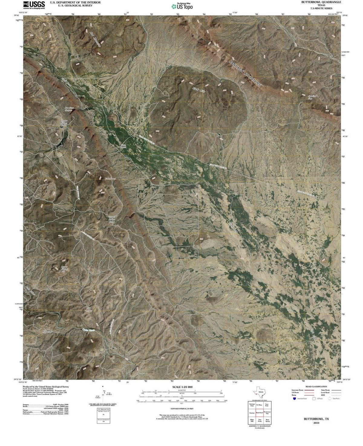 2010 Butterbowl, TX - Texas - USGS Topographic Map