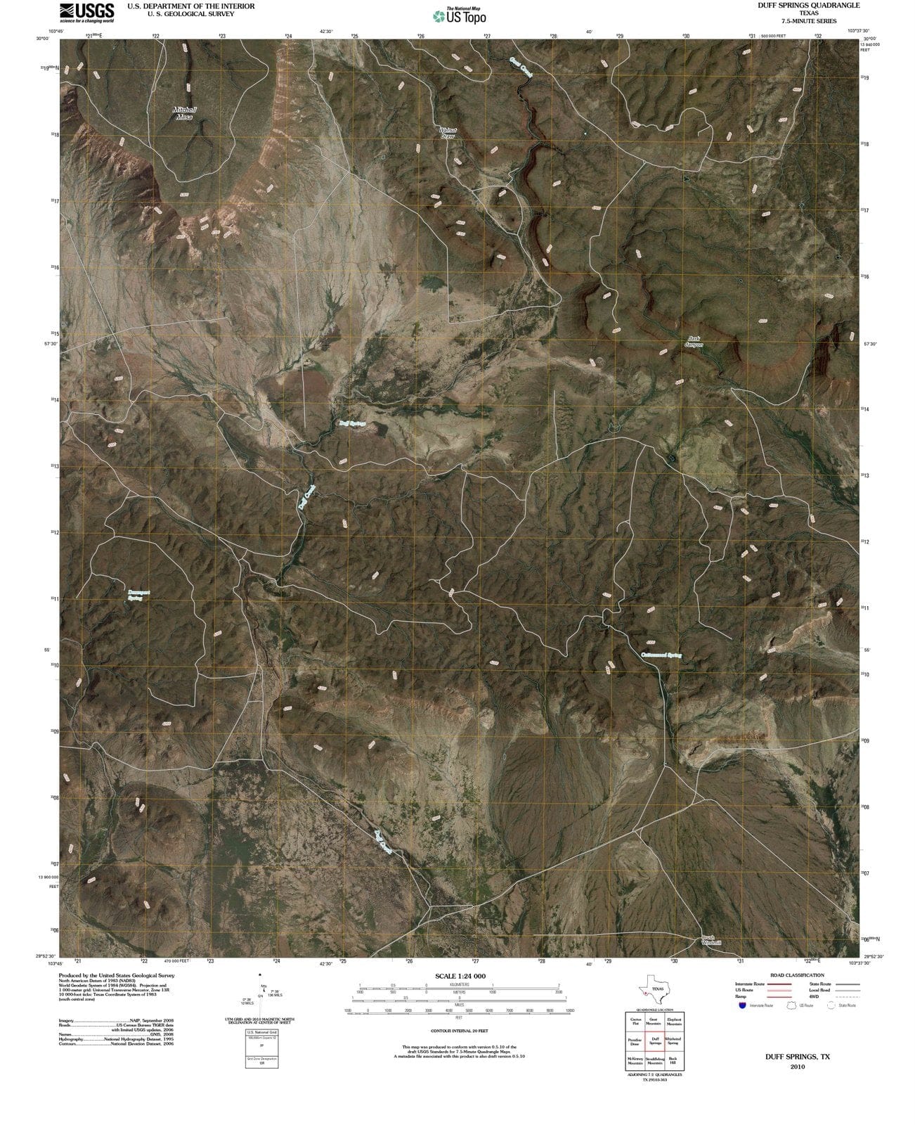 2010 Duff Springs, TX - Texas - USGS Topographic Map