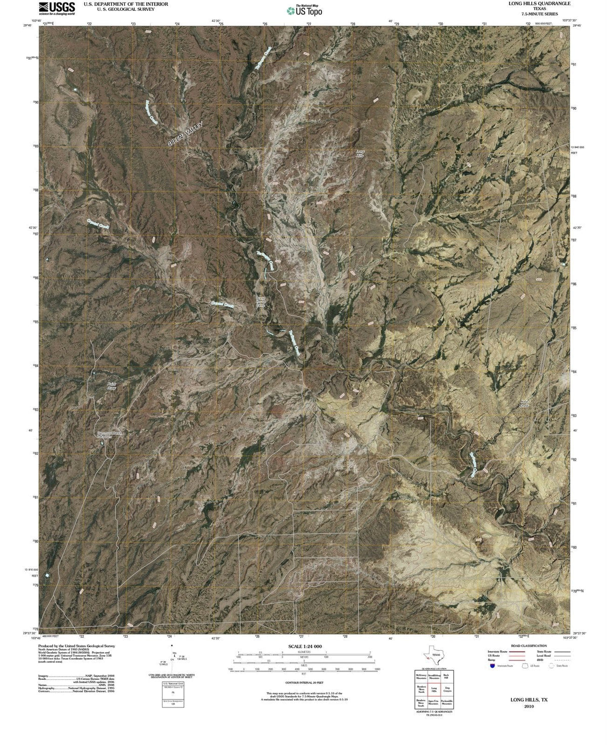 2010 Long Hills, TX - Texas - USGS Topographic Map