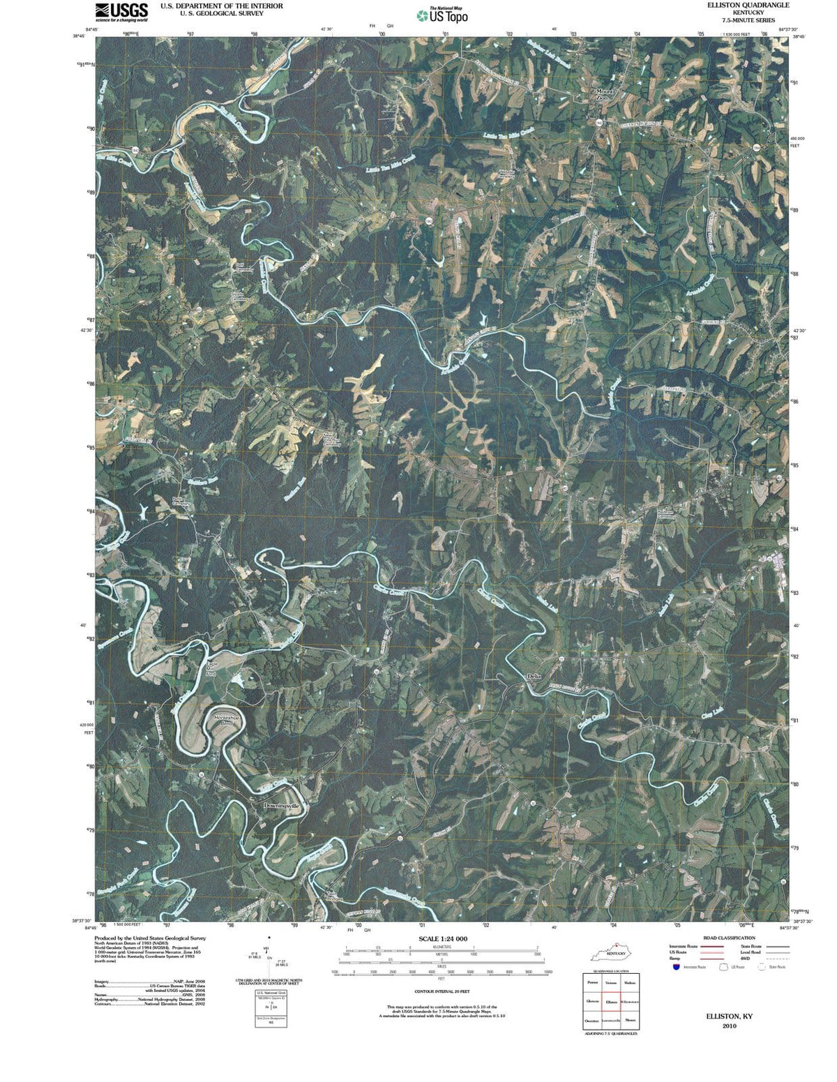 2010 Elliston, KY - Kentucky - USGS Topographic Map
