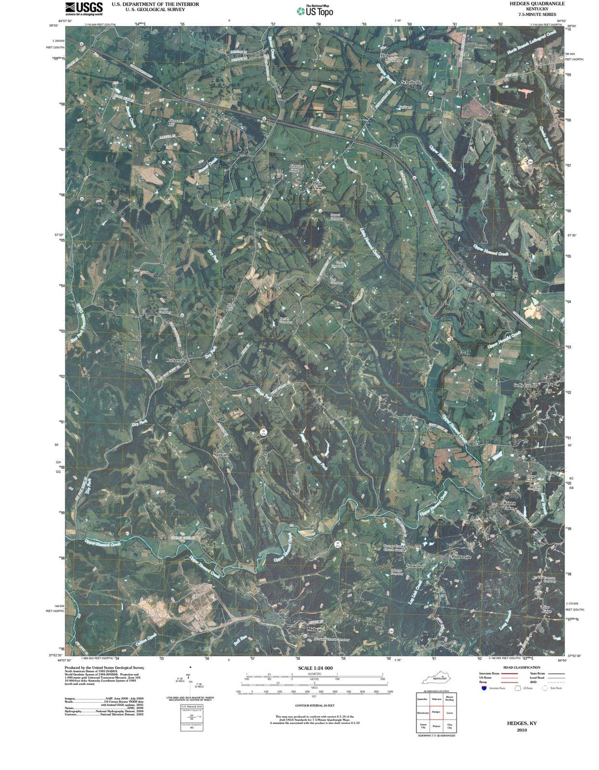 2010 Hedges, KY - Kentucky - USGS Topographic Map