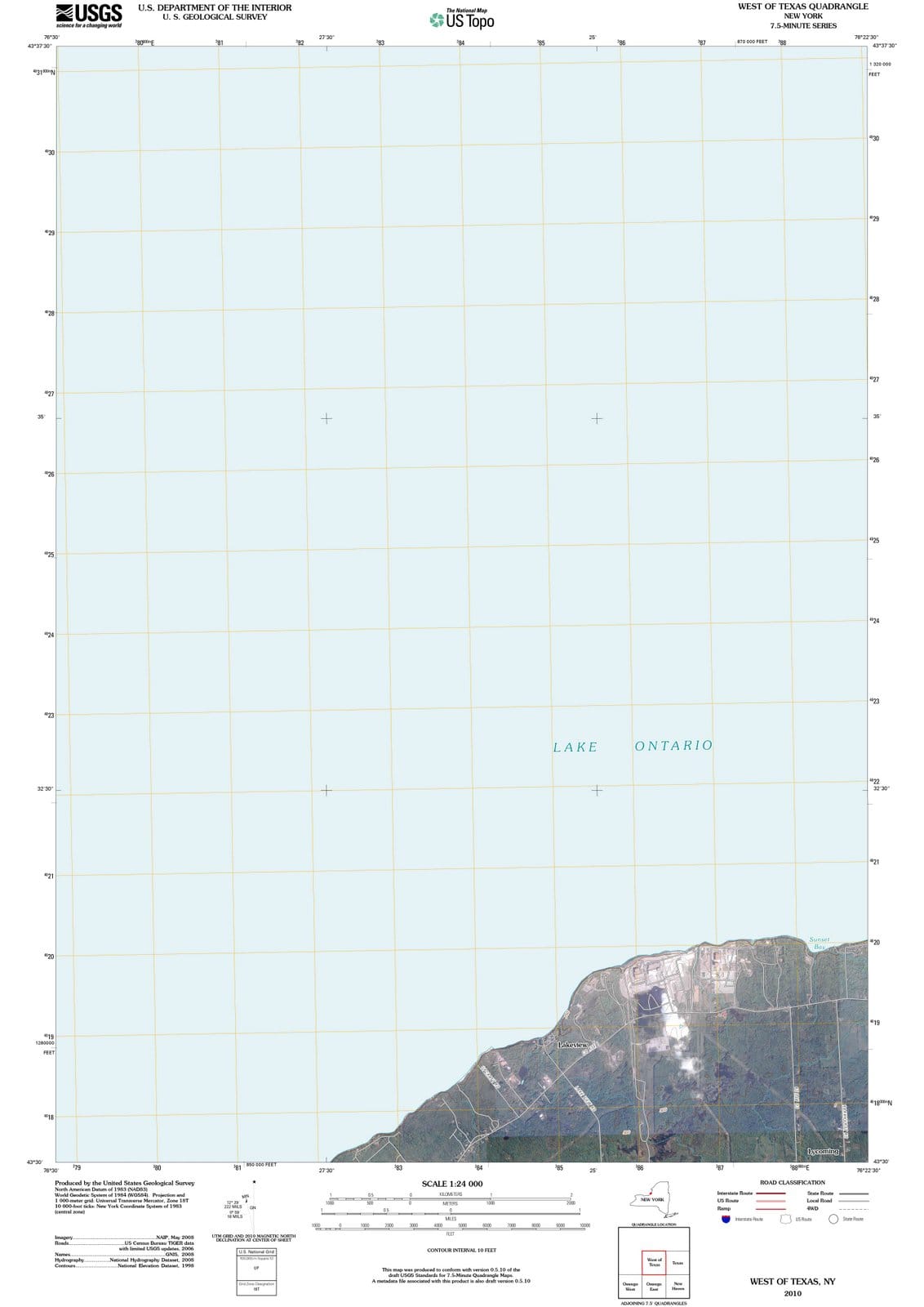 2010 West of Texas, NY - New York - USGS Topographic Map